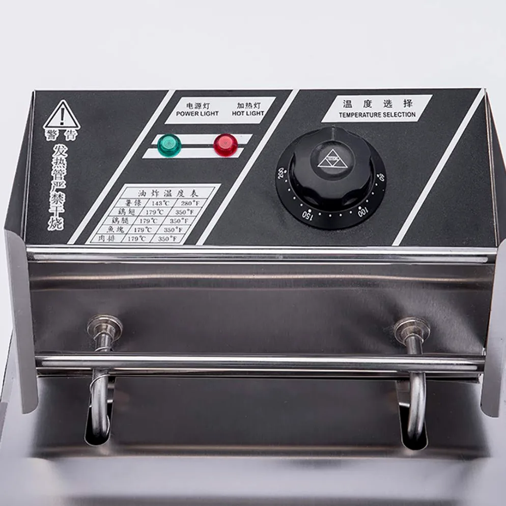 Freidora eléctrica comercial de 10 l con tanque de encimera y cesta individual de acero inoxidable resistente para restaurante, ideal para papas fritas, pollo y patatas fritas (10 l)