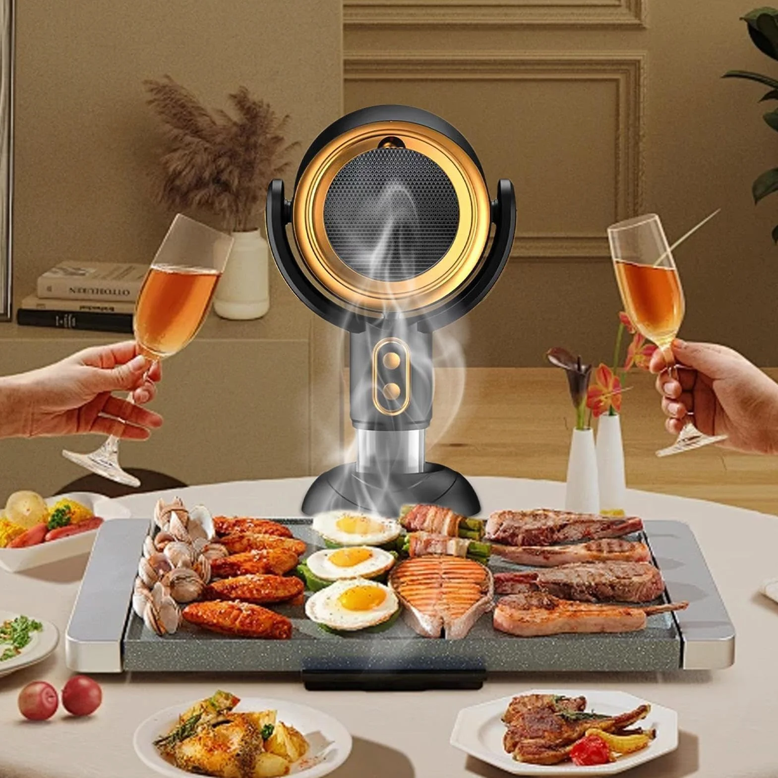 Portable Range Hood Desktop Cooking Ventilation Extractor Mini Kitchen Air Filter Fan USB Rechargeable Two Speed Adjustment Quiet Operation