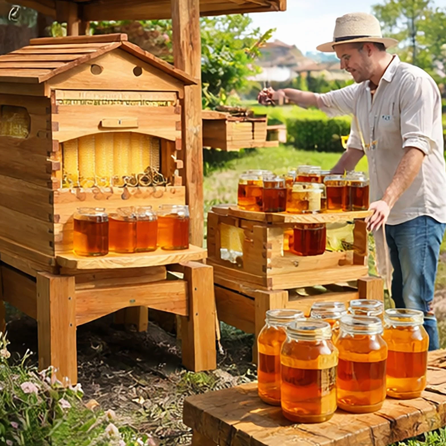 Colmena de Abejas Autofluyente Flow Hive, Caja de Madera Completa para Abejas con Kit de Inicio para Colmena de Miel