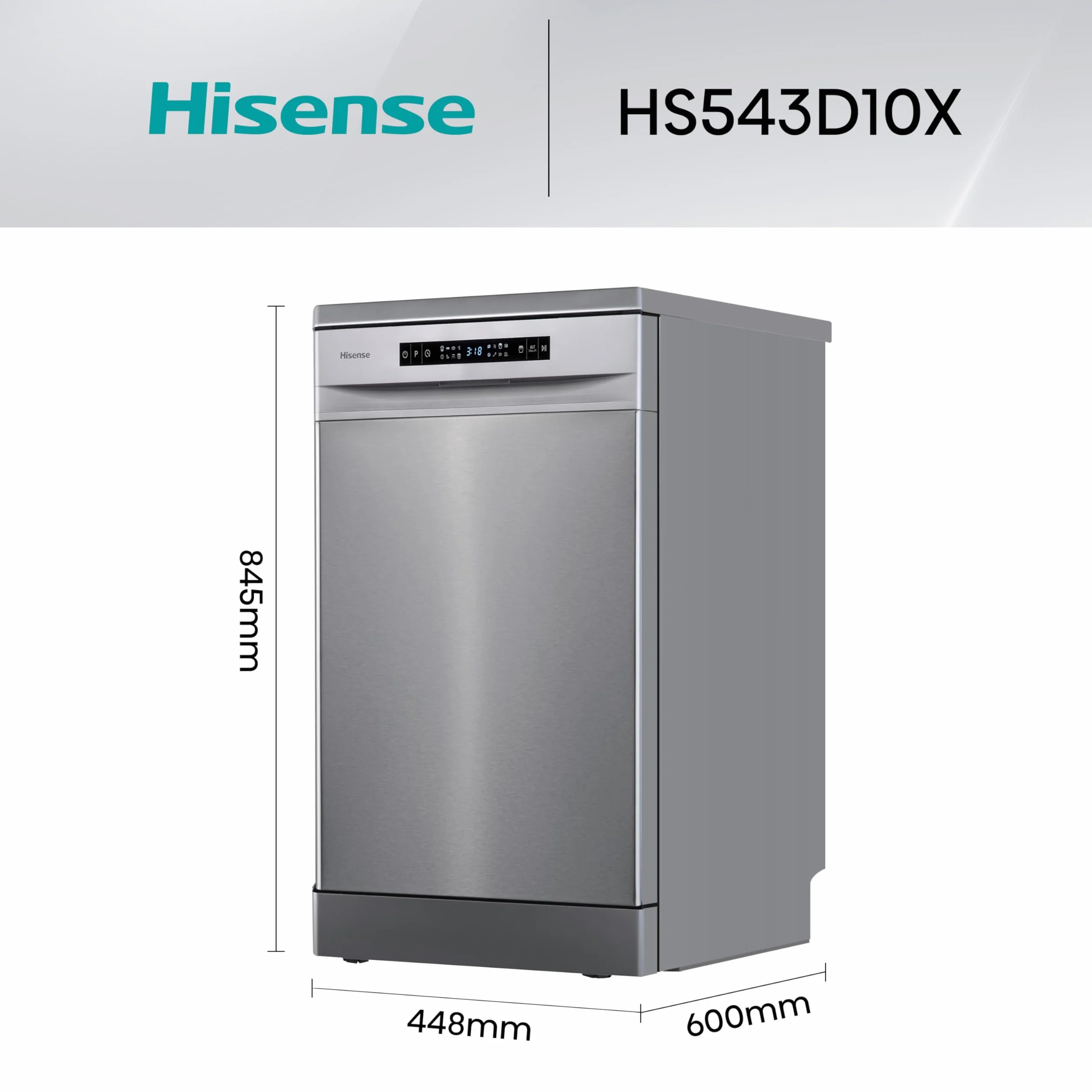 Hisense Lavavajillas Libre Instalación 45cm 11 Servicios 8 Programas Media Carga 3ª Bandeja Inox