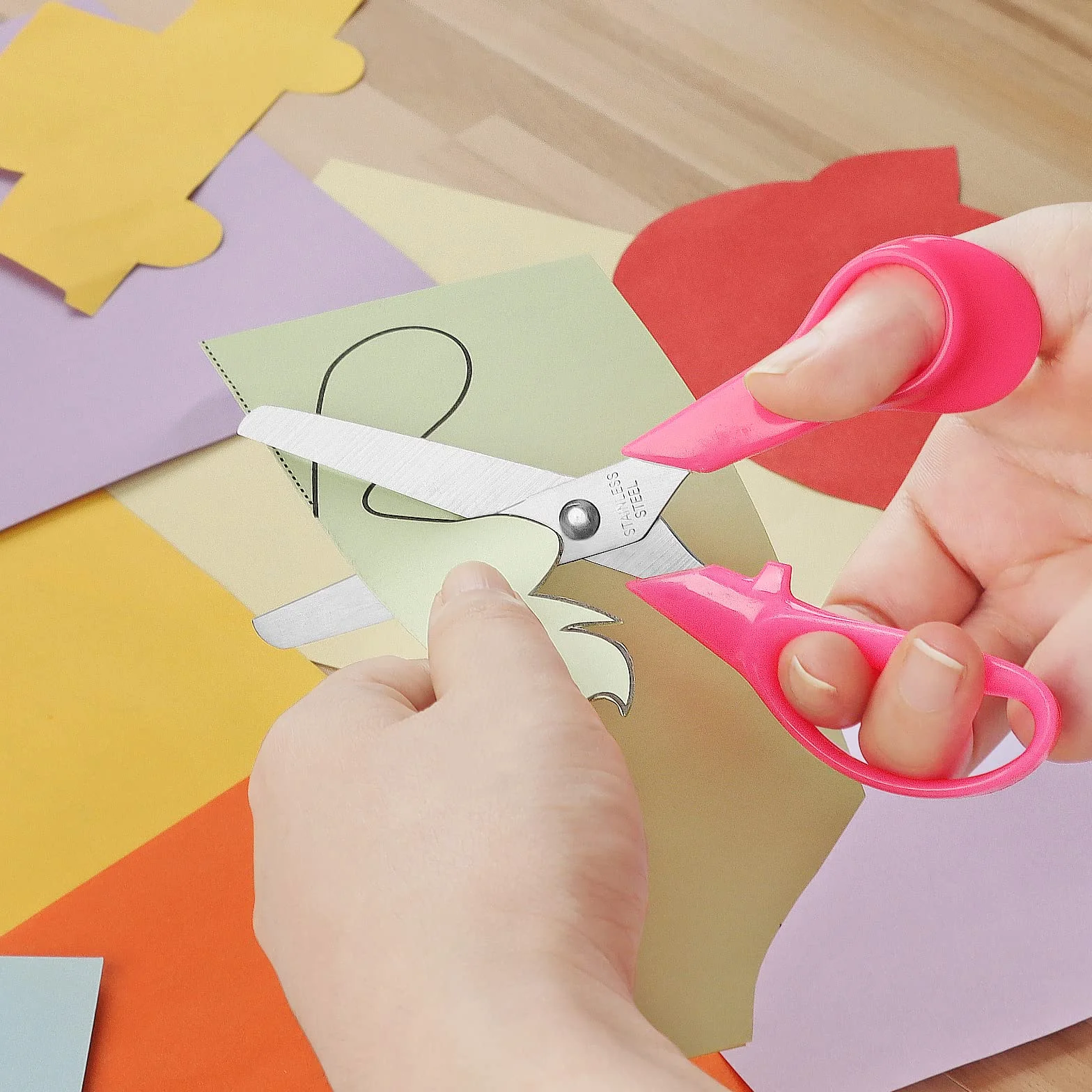 Tijeras para niños de acero inoxidable, punta roma, mango ergonómico, 5 pulgadas, paquete de 30