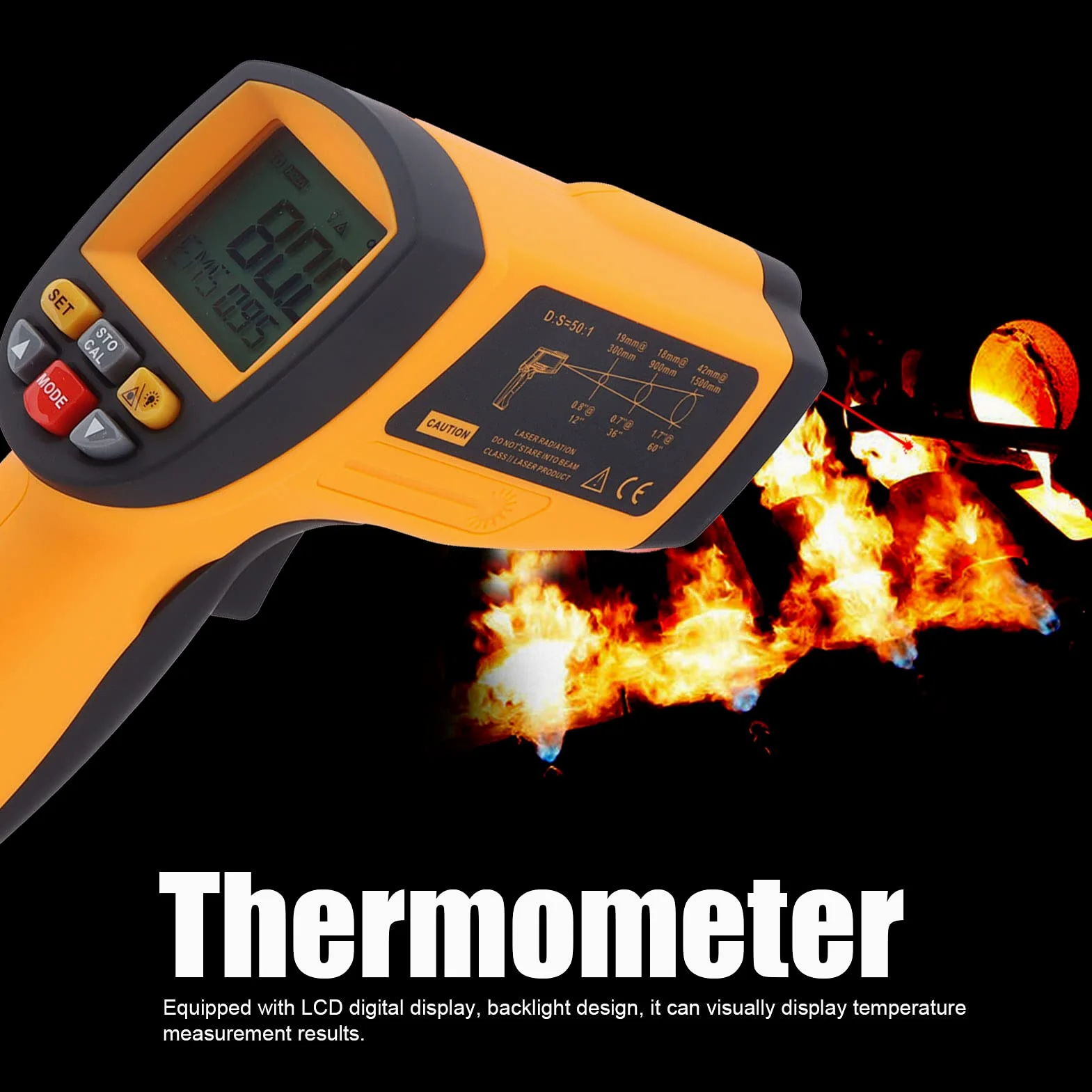 Marhynchus Termómetro Infrarrojo Industrial, Material ABS, Medición de Alta Precisión -30 a 2102 Fahrenheit para Uso Industrial