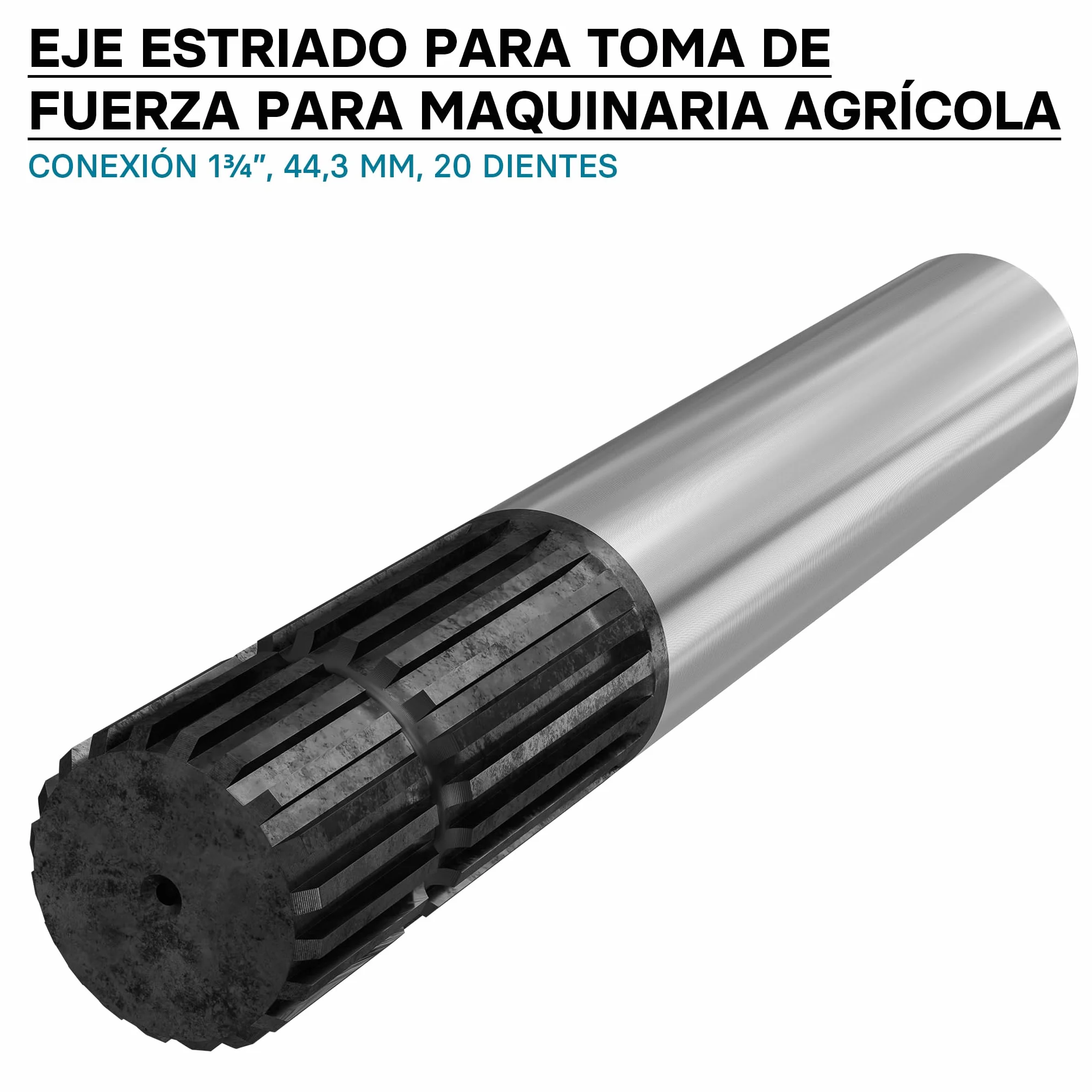 WilTec Eje Estriado Toma de Fuerza 300mm 1 3/4" 20 Dientes