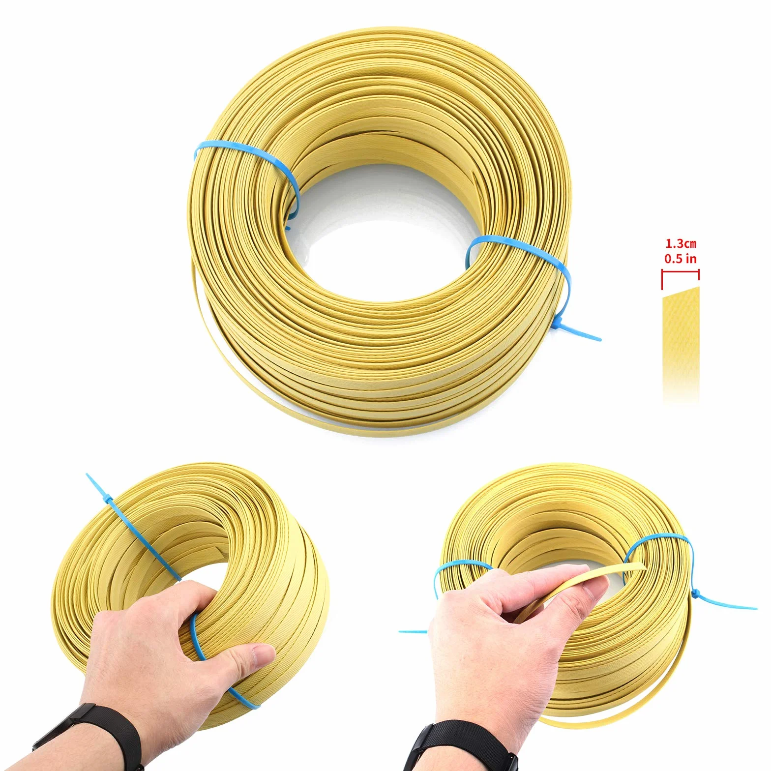 Juego de flejado manual con sellado, tensor de 100 m, 50 clips para tensores, embalaje de plástico PP/PET