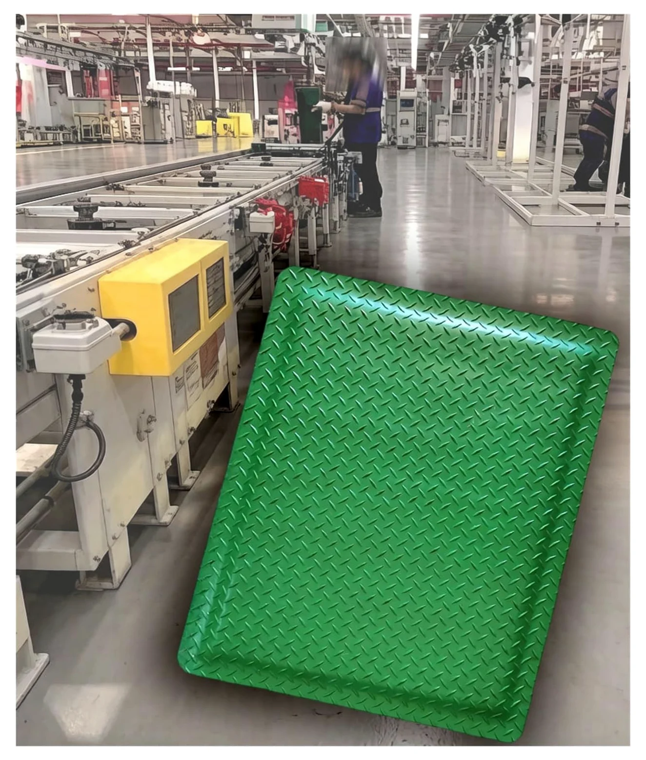 Tapete antifatiga for Taller, tapetes de pie con Agarre Texturizado, Almohadilla de Piso Acolchada de 20mm for Trabajo de pie prolongado en Taller de Laboratorio(Green,80x100 cm)