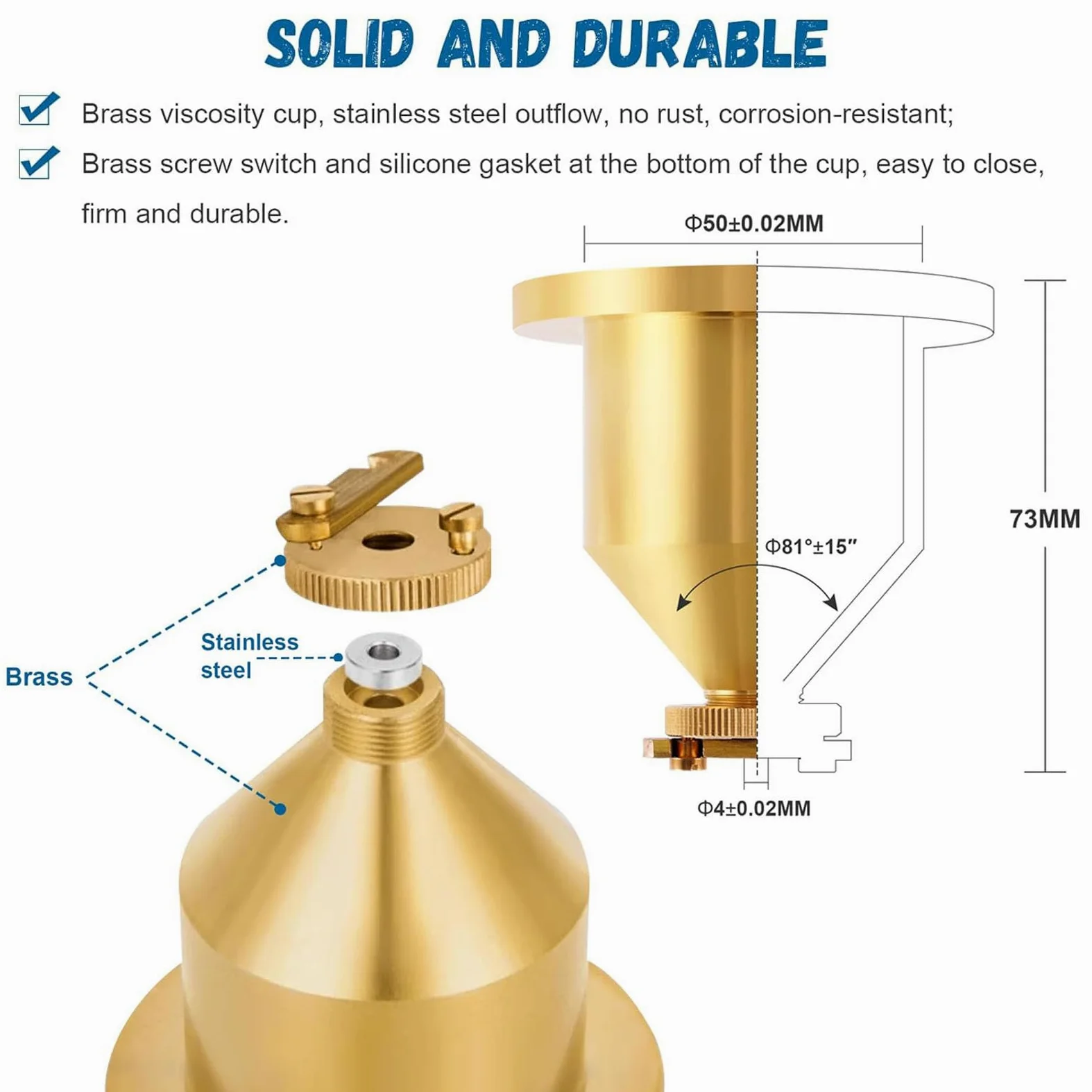 Viscosímetro Flow Cup con soporte ajustable y cronómetro para pruebas precisas de viscosidad en revestimientos, tintas y adhesivos