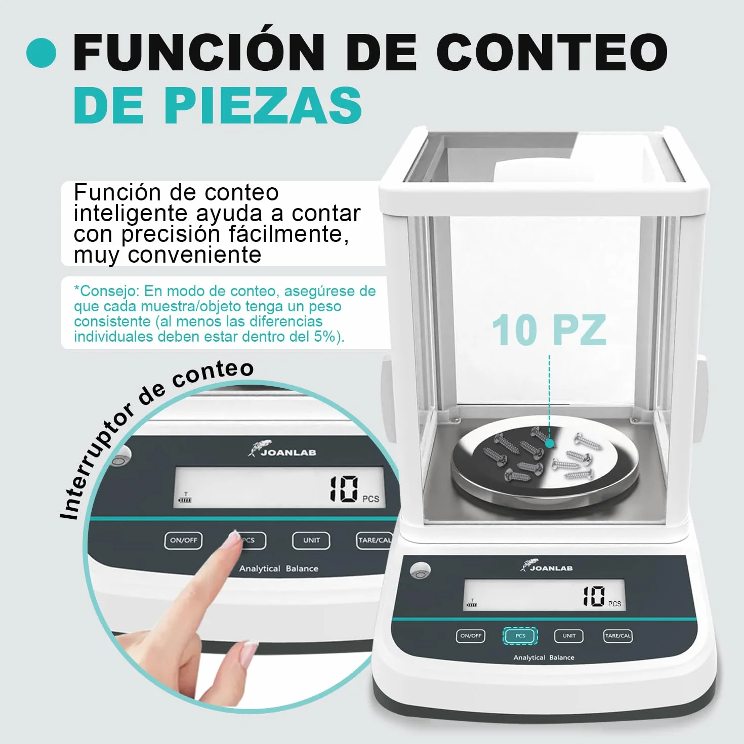 JOANLAB Balanza Analítica de Doble Pantalla 200g x 0,001g, Báscula de Laboratorio Alta Precisión con Calibración Externa, Pantalla LCD Retroiluminada para Laboratorio, Joyería & Farmacia(FA2003S)