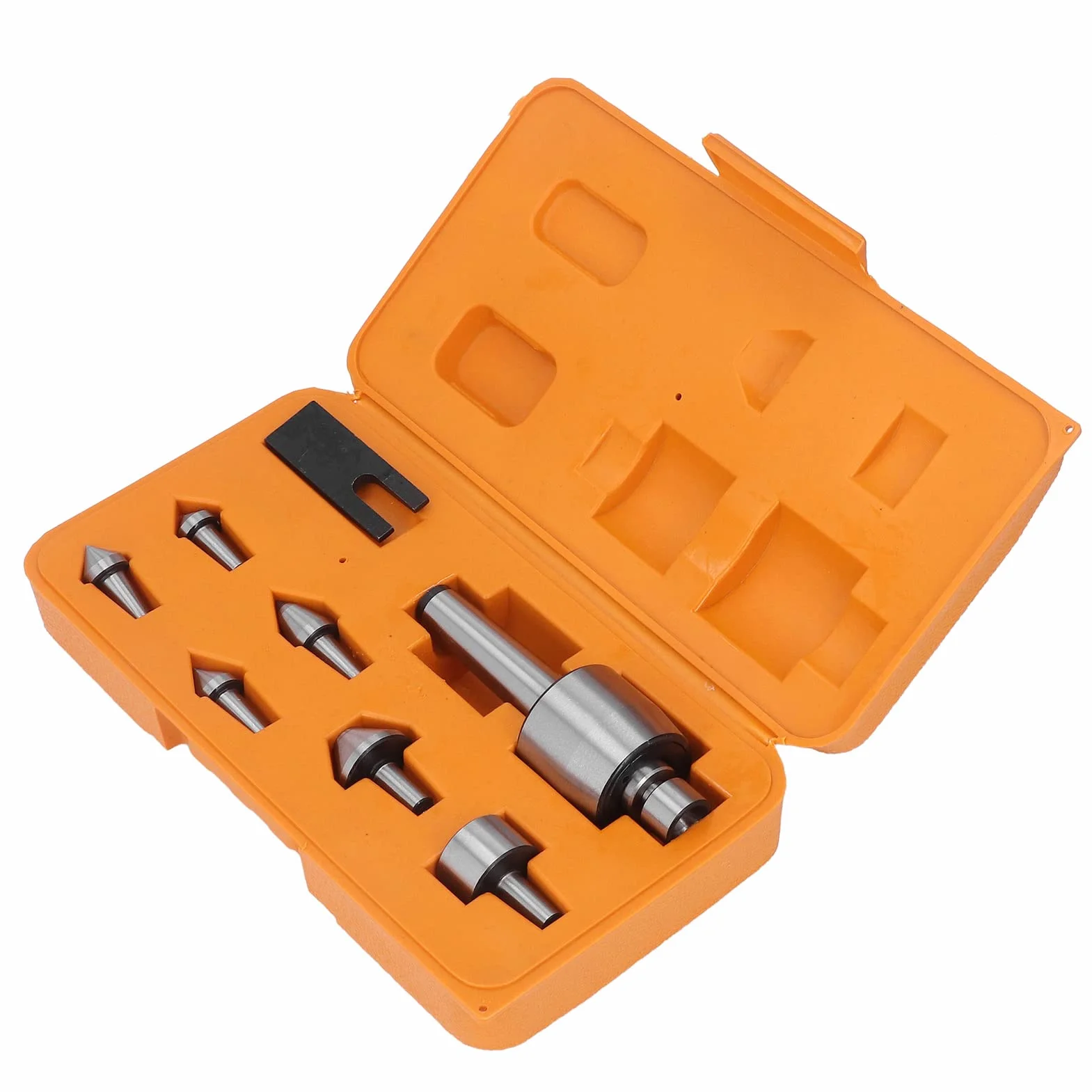 Conjunto Centro Vivo Torno CNC, Cono Morse Giratorio Acero Alto Carbono, Precisión 0.0006, 7 Puntas Intercambiables 2000 RPM, para Máquinas CNC Industriales