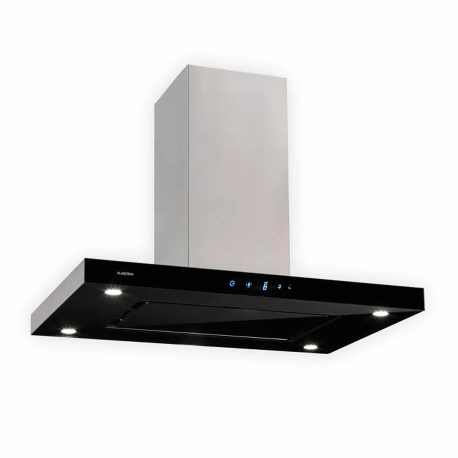 Klarstein Valeria Campana Isla 230W 650 m³/h 3 niveles potencia LED panel táctil vidrio acero inoxidable plateado