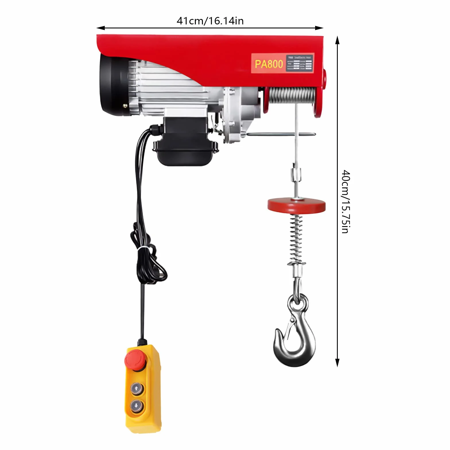 Polipasto eléctrico 800kg, andamio de cabrestante aéreo, Grúa e-Hoist 220V, con dos eslingas Control remoto inalámbrico 80m 12m cuerda de alambre, para Garaje almacén Planta de elevación Planta