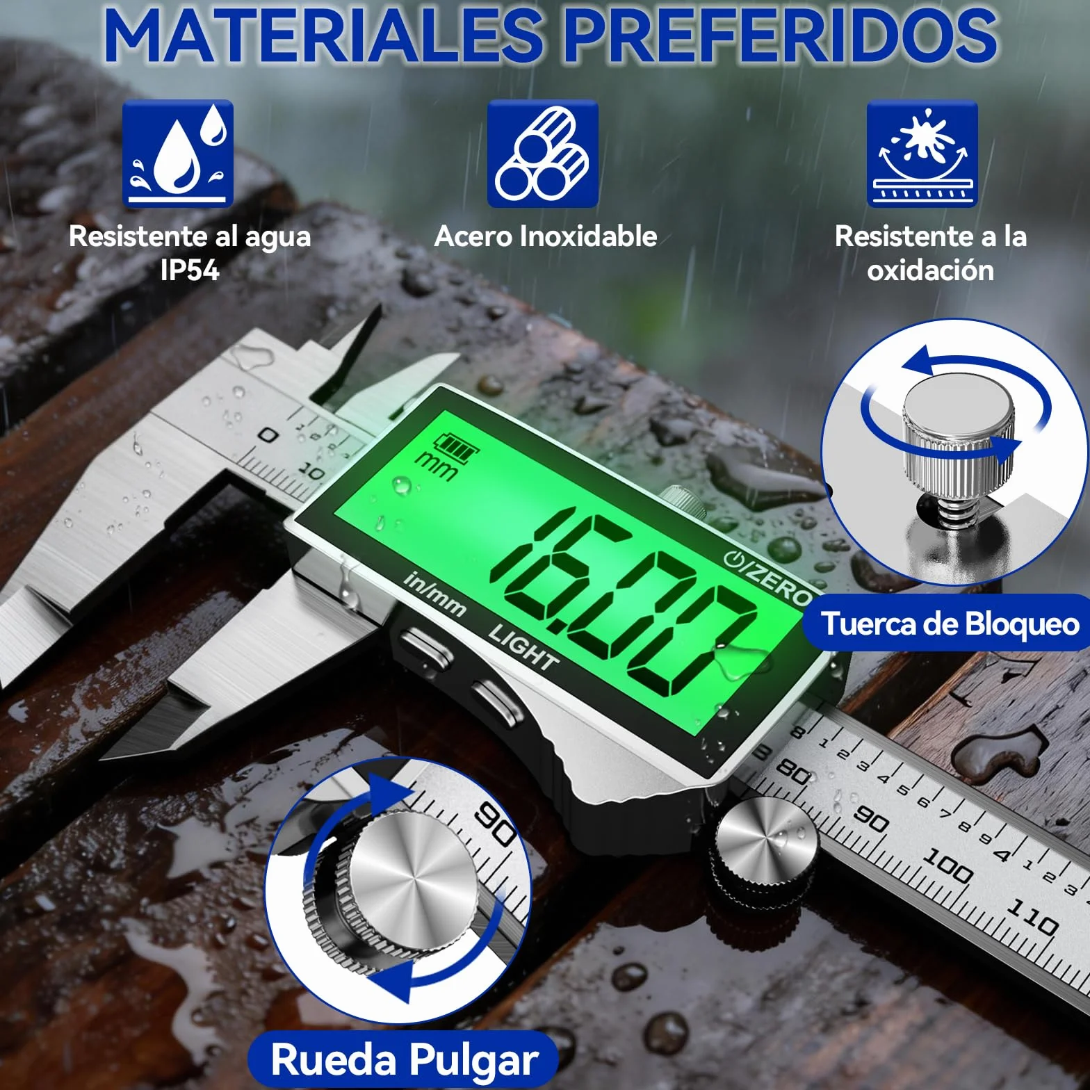 Preciva Calibre Digital 150mm Pie de Rey Acero Inoxidable Pantalla LCD Retroiluminada mm/in
