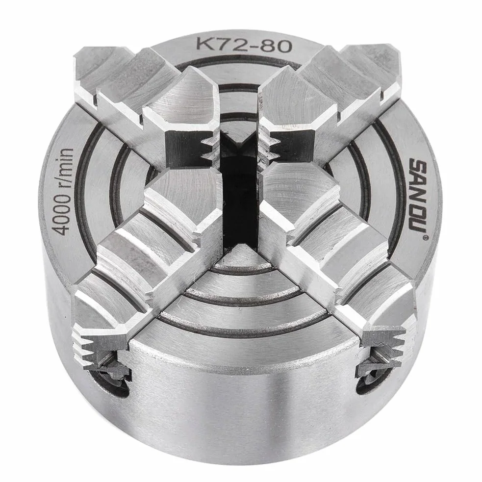SIKUAI 80 mm 3" n.º K72-80 Mandril de torno reversible de 4 mordazas independiente Accesorios para máquinas de torneado Acero plateado Para máquinas de rectificado/taladrado/fresado