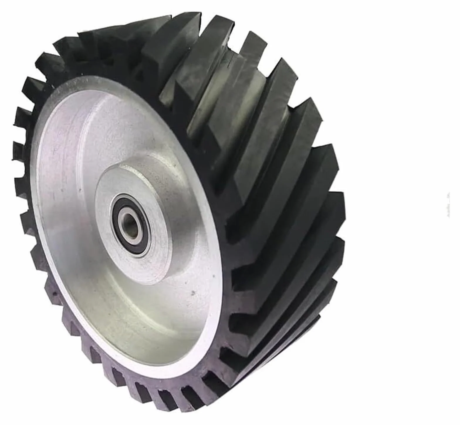 Rueda de contacto de goma dentada de 200 x 75 mm, lijadora de banda con equilibrado dinámico, soporte trasero y rodillo tensor.(Hard 90a,6201 installed 12)