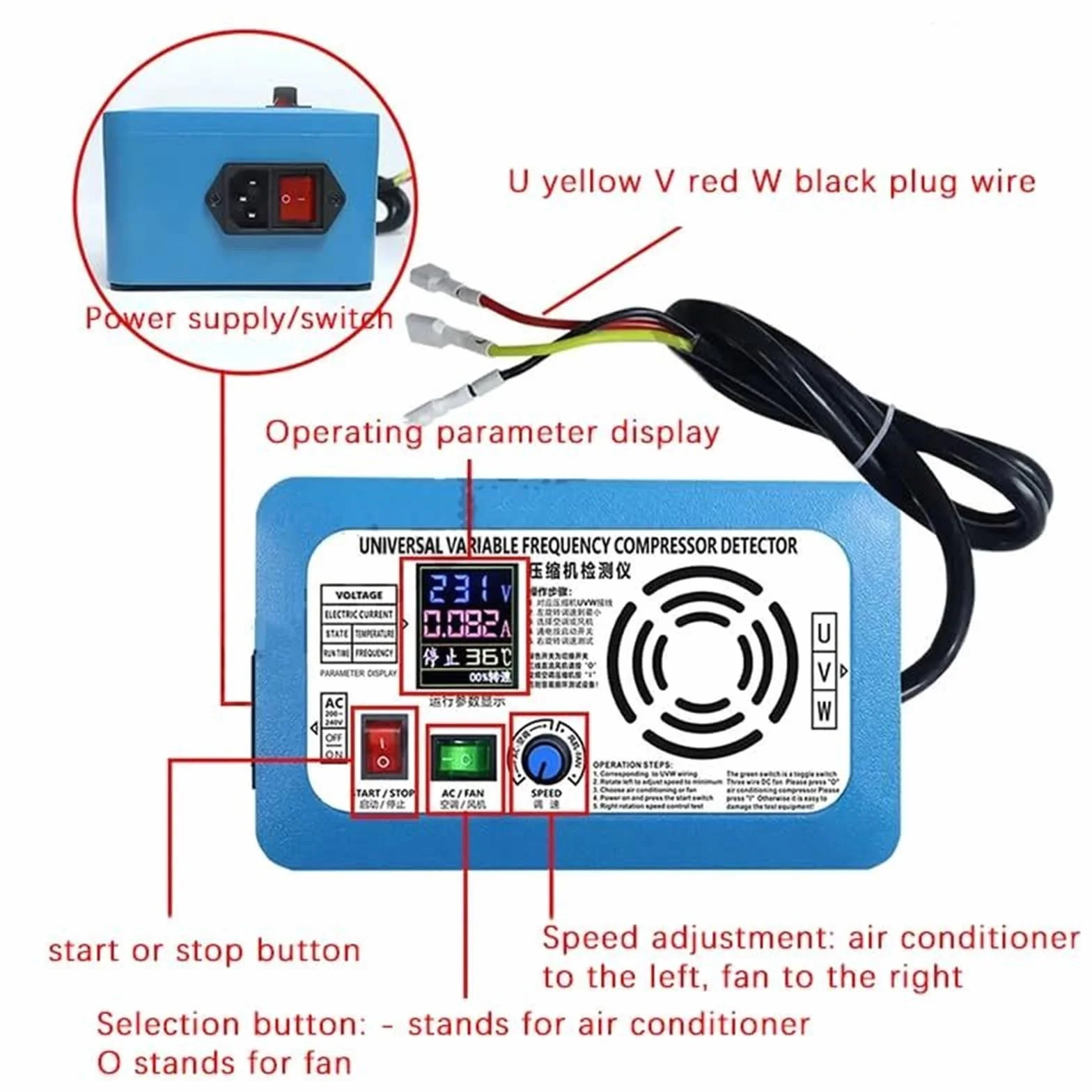 Probador de resistencia, Probador De Placa Inversor Compresor Refrigerador, Herramienta Prueba Válvula Solenoide Pulso Universal, 1-5HP,Ohmímetro