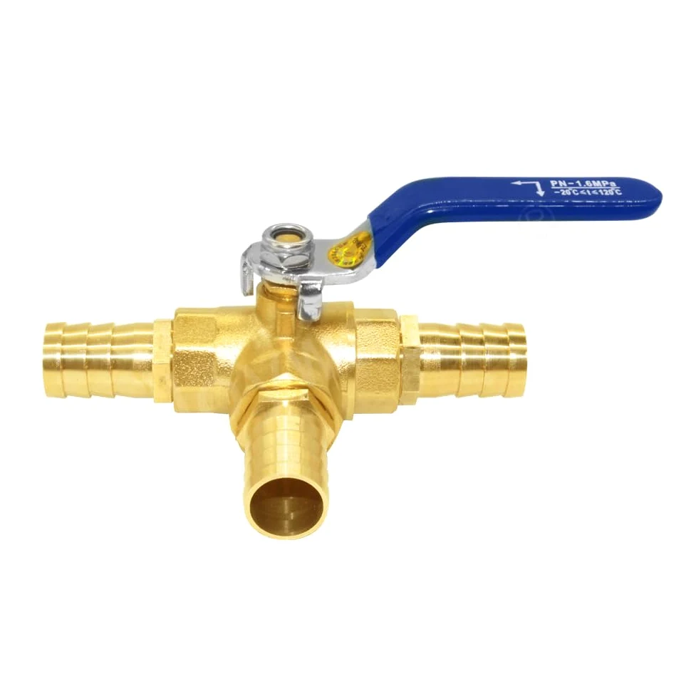 Joywayus Válvula de bola de rosca de 1/2 "G de 3 vías de cierre de puerto en L con manguera de 1/2" T en forma de T de latón de ajuste de un interruptor