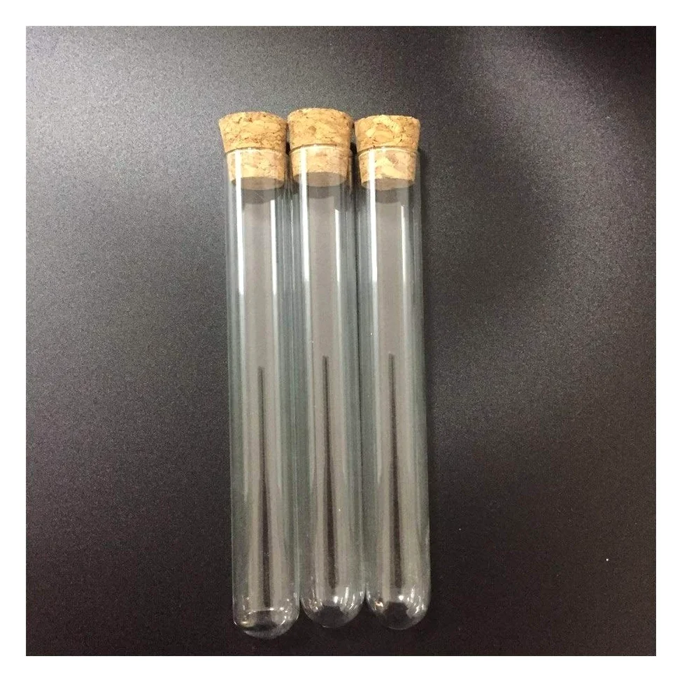 BAtlam Tubos de ensayo 30 unids/Lote Tubo de ensayo de Vidrio, 20mm * 200mm, con Fondo Redondo de Corcho Tubo de Embalaje de cigarros cristalería de Laboratorio, Laboratorio Escolar General