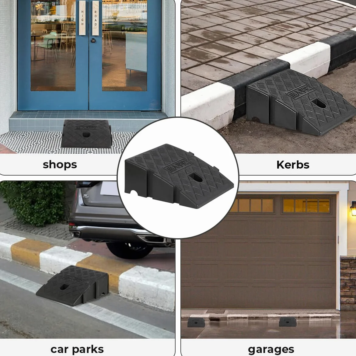 Storystore Rampa para bordillos, 2 unidades, portátil, para silla de ruedas, para bordillos, motos, autocaravanas y coches (25 x 27 x 7 cm)
