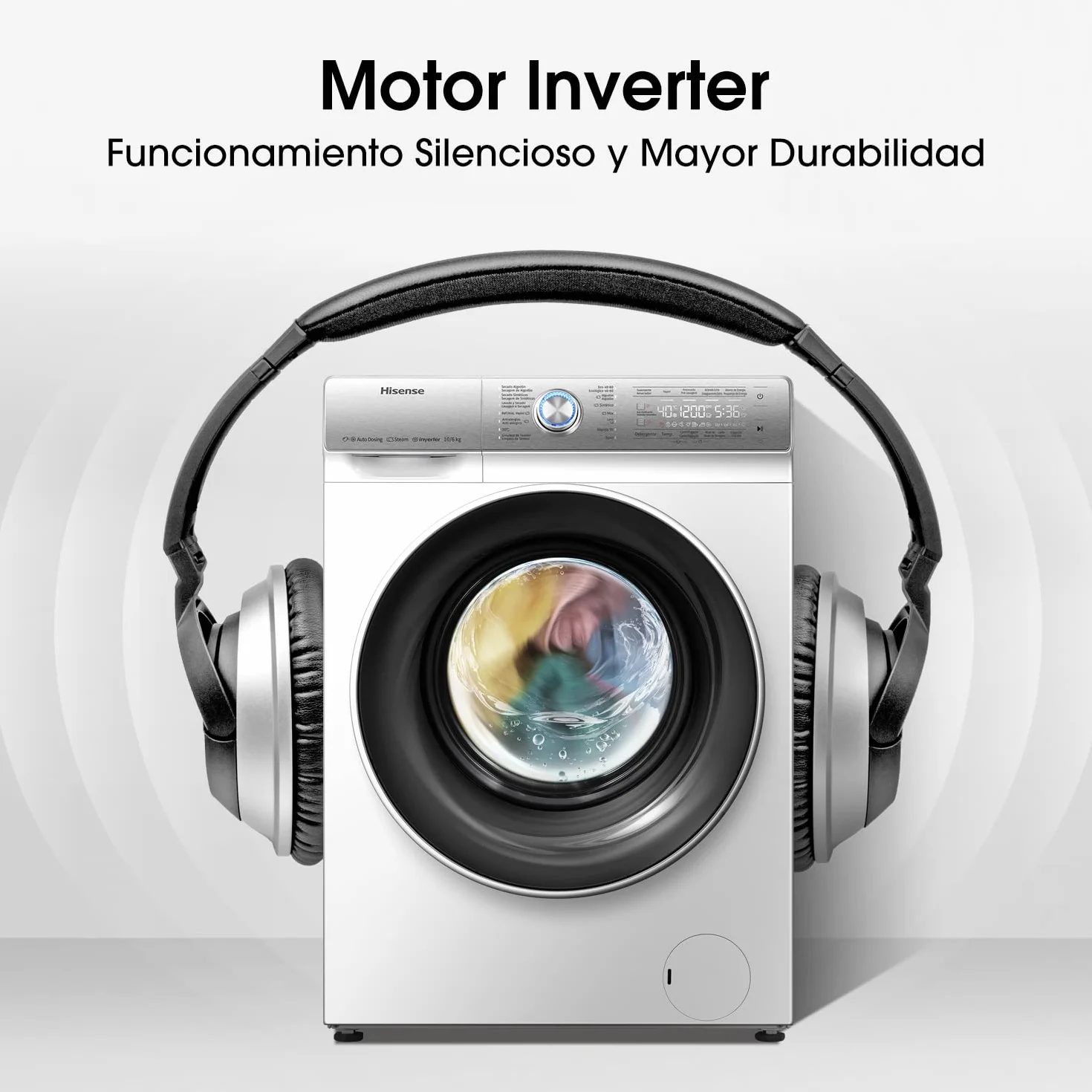 Hisense Lavadora Secadora 2 en 1 Carga Frontal 10 Kg 1400 rpm Motor Inverter