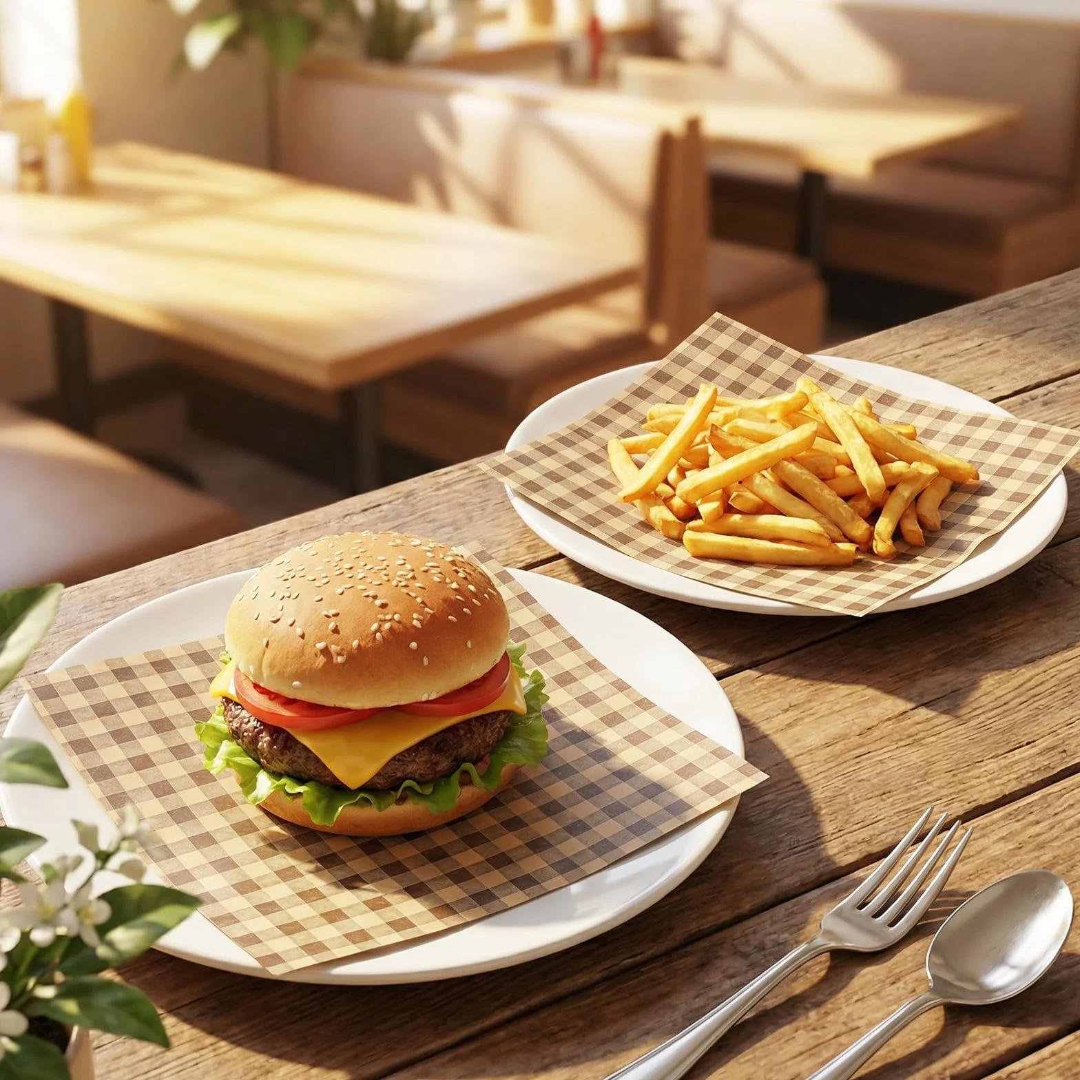 Papel encerado 18 cm x 18 cm, 100 hojas para sándwiches y hamburguesas