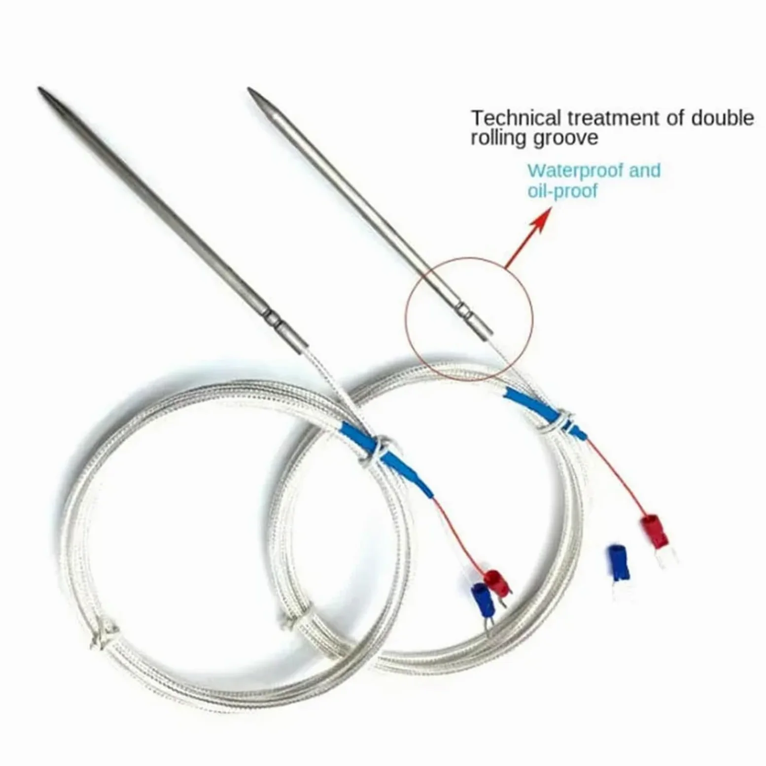Termopar de resistencia térmica con punta de aguja NTC10K/PT100/PT1000 insertado en acero inoxidable SUS304 de grado alimenticio de 4 x 100 mm(PT100 Cable5m)