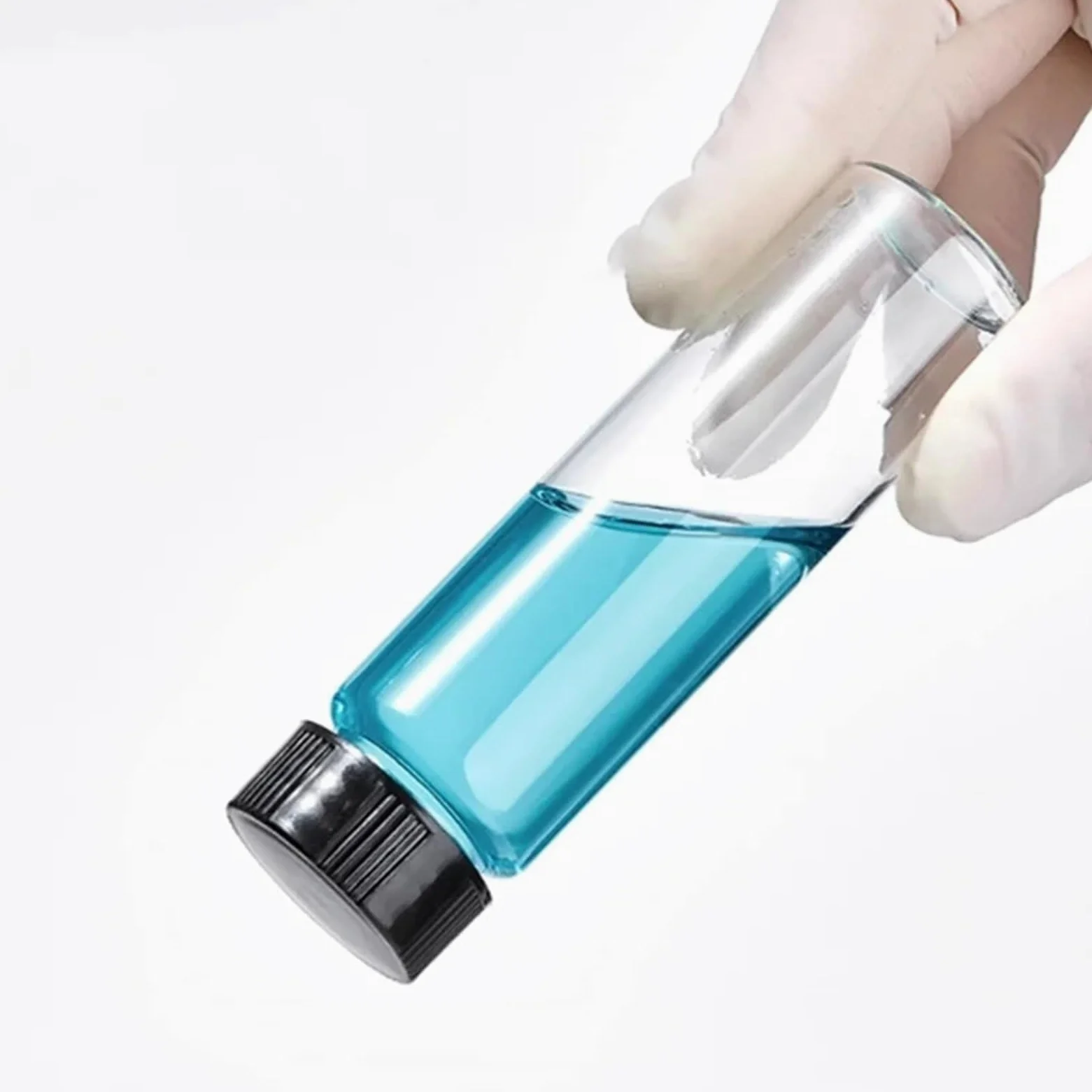 Matraz aforado de borosilicato, Frasco de muestra de vidrio transparente/marrón de 3 ml a 50 ml, viales de reactivo con tapón de rosca de plástico y almohadilla de PE, matraz pequeño de laboratorio fo