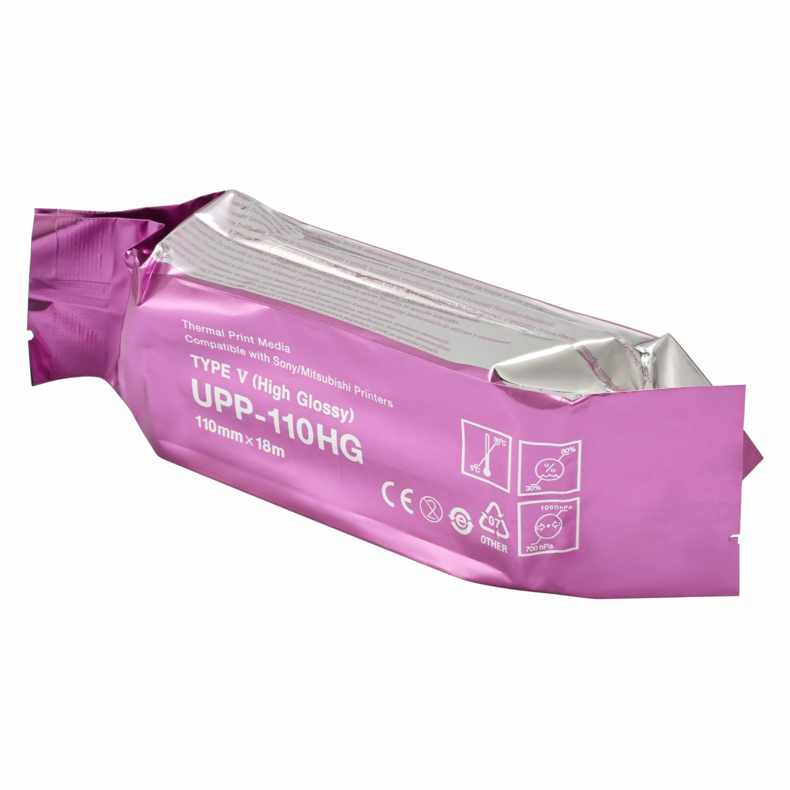 UPP-110HG,Papel ultrasonido compatible, medios de impresión térmica para impresora en blanco y negro (110 mmx18 m), reemplazo para película de ultrasonido(10 rollos)