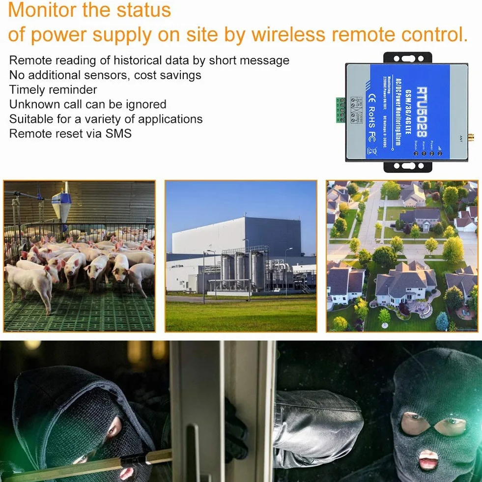 Sistema de Alarma gsm RTU5028 gsm Monitoreo del Estado del Voltaje de energía para fallas de energía/Alerta de Alarma de recuperación(Enchufe estándar Europeo)