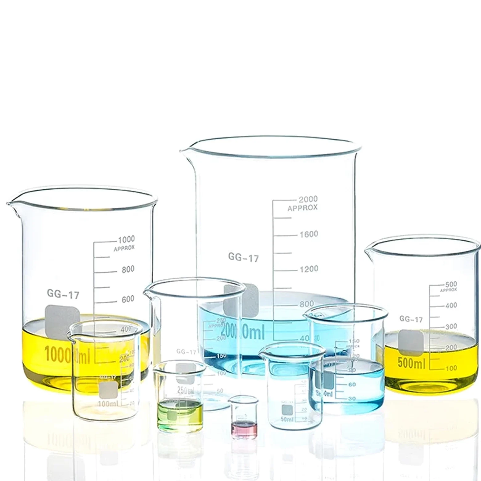 Vaso medidor de Vidrio de borosilicato Resistente al Calor, escalable, de 5 ml, 10 ml, 25 ml, 50 ml, 100 ml, 150 ml y 250 ml (4 Unidades de 250 ml) (100 ml)