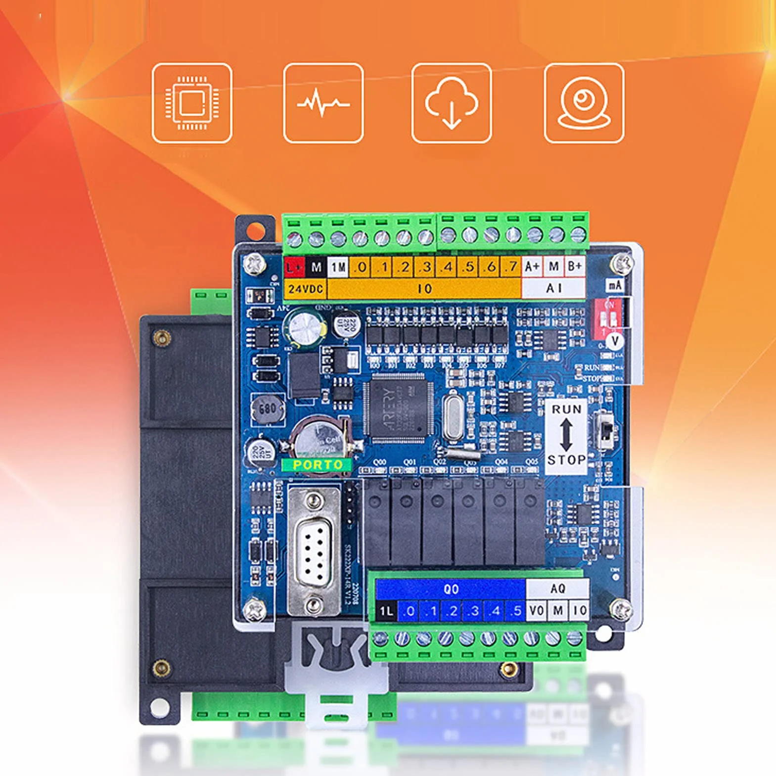 Placa De Control Industrial Controlador Lógico Programable PLC CPU 222XP Accesorio Compatible Con S7 200 Para Control 24V DC