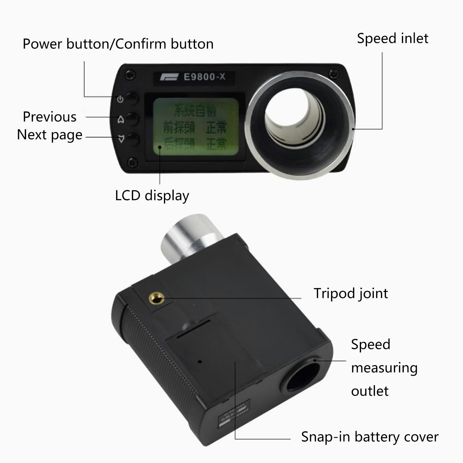Pantalla LCD Speed Instrument Speed ​​Tester Shoots Cronógrafo Medición Herramienta para Caza Paintball