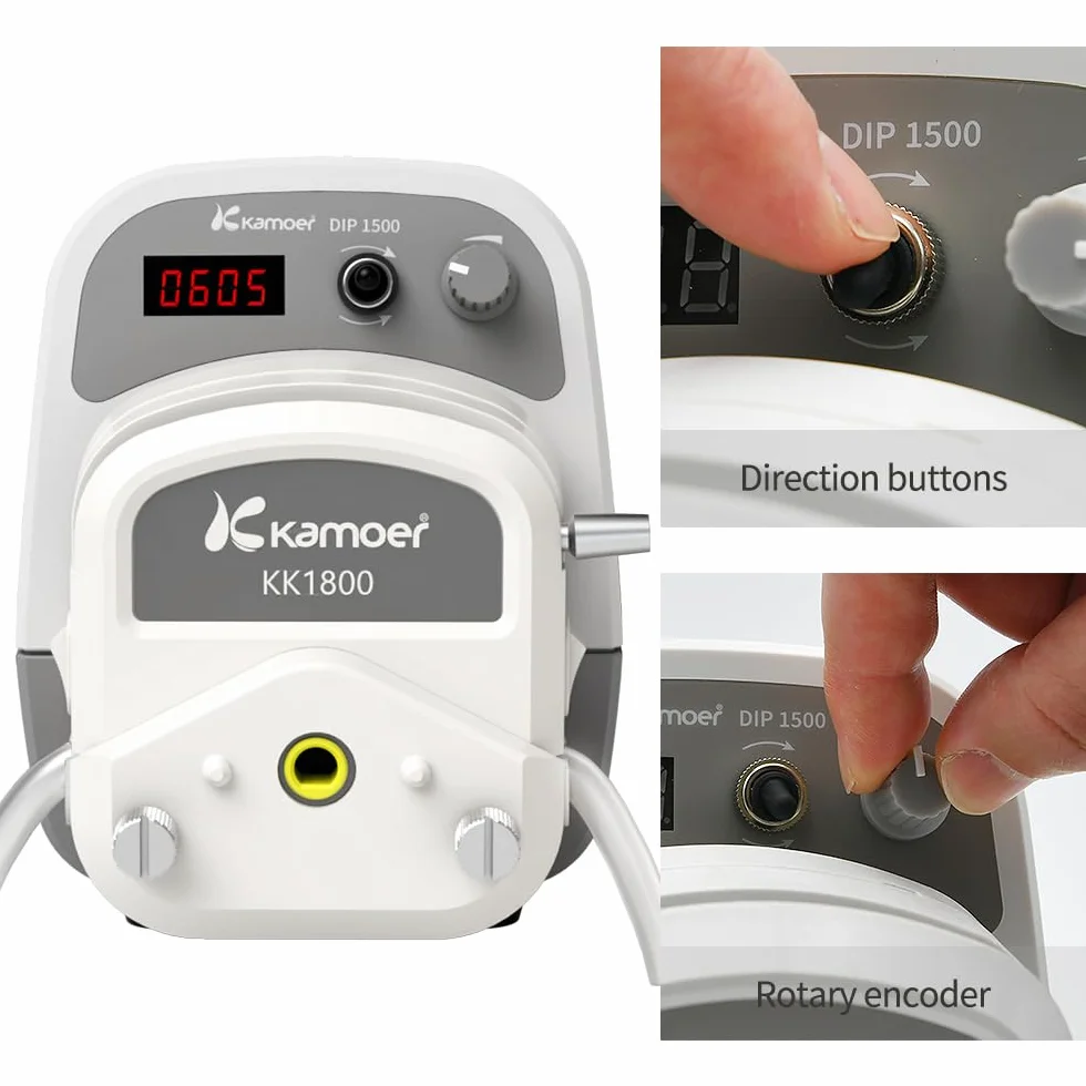 Kamoer DIP1500 V3 - Bomba de agua (24 V, 1500 ml/min, velocidad variable inteligente, 0,1 – 400 rpm, 3 rotores, pantalla LED, RS485, 7,9 x 11,1 mm)