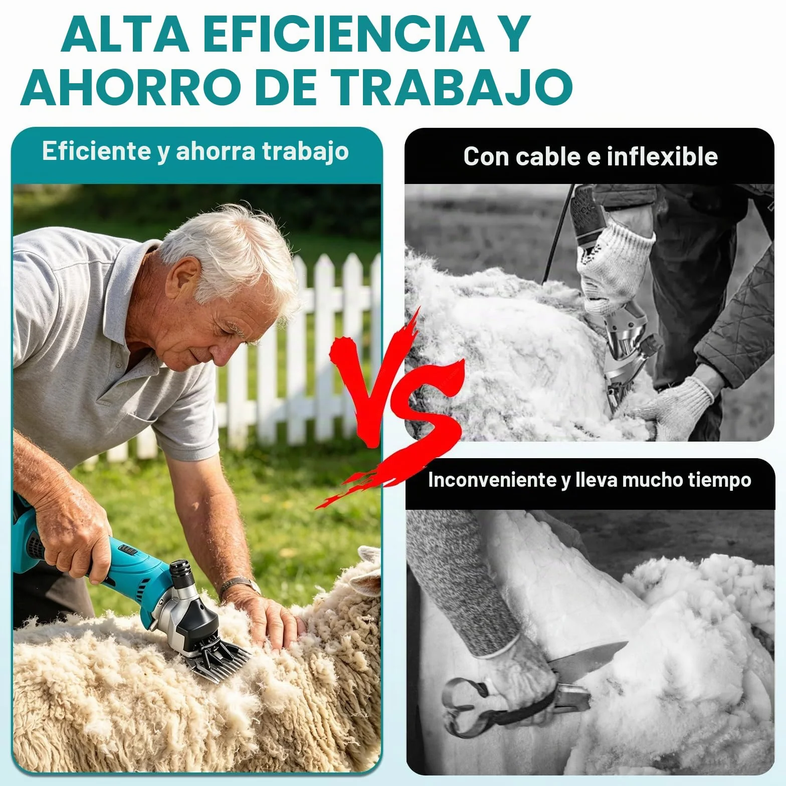 Yofidra Maquina Esquilar Ovejas de 550 W, Esquiladora Inalámbrica con 6 Velocidades, Cuchilla de 13 Dientes, 2 Baterías de 3000 mAh, Esquiladora Profesional para Lana de Ovejas, Cabras y Alpacas
