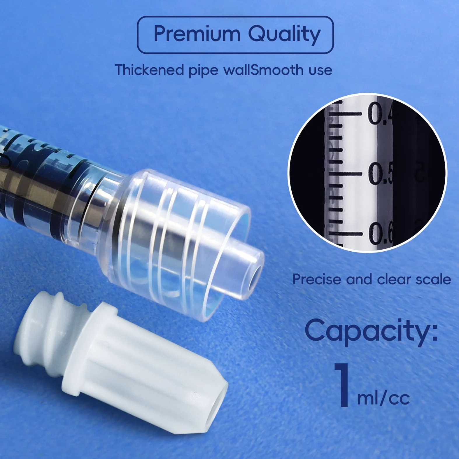 Jeringa Luer Lock de 1 ml (sin aguja), estéril, envuelta individualmente, paquete de 20, medición precisa de líquidos, diseño a prueba de fugas