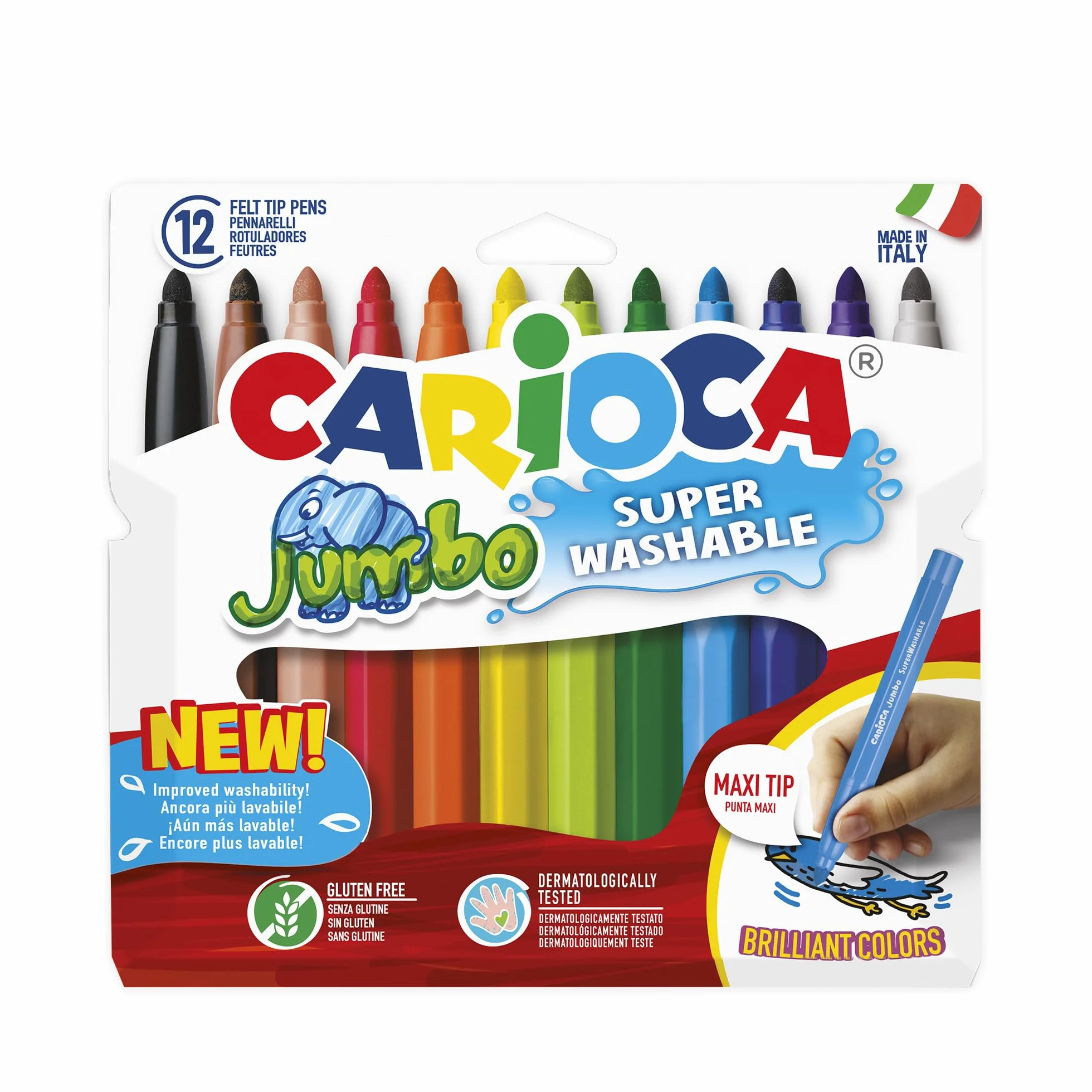 Carioca Bolsa de cartón 12 rotuladores Jumbo 40565