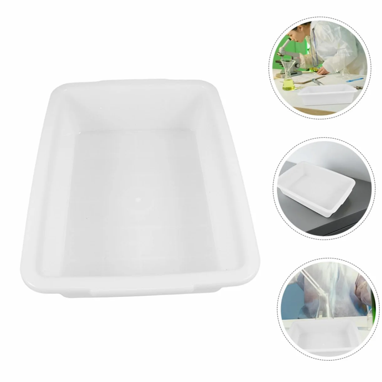 POPETPOP Bandeja Resistente a Ácidos y Álcalis 24x17x6.5 cm Plástico Blanco Anti Fugas Laboratorio