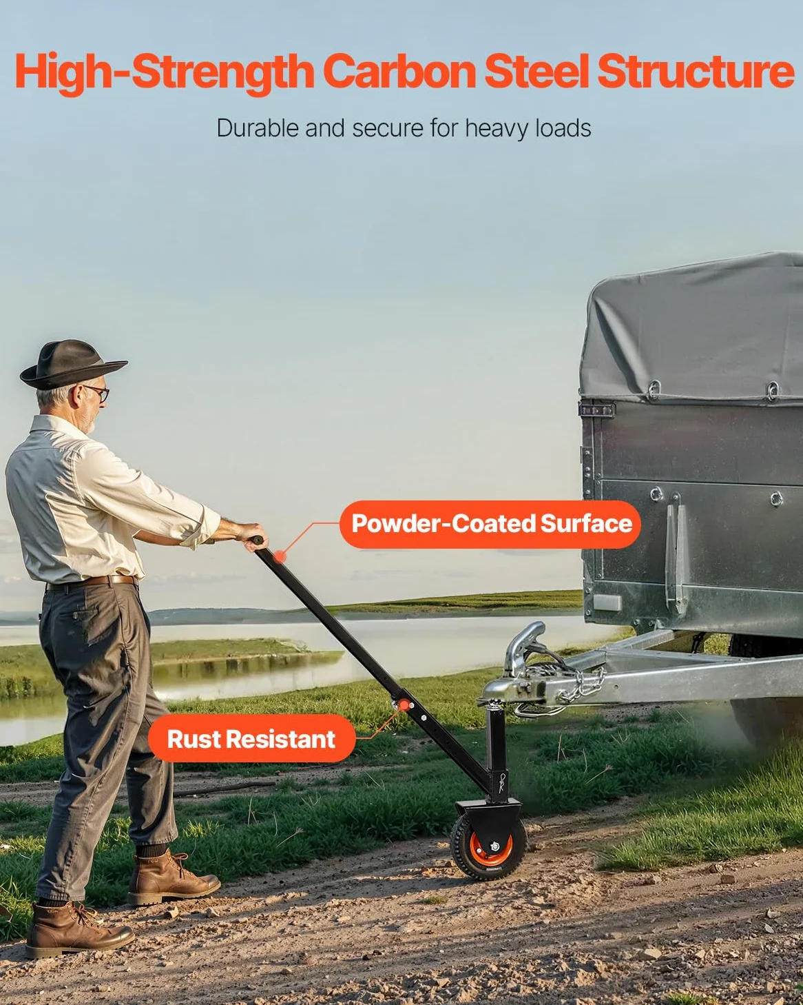 VEVOR Plataforma Rodante para Remolque, Capacidad de Peso de 136 kg, Carrito de Ajustable en Altura de 420 y 560 mm, con Bolas de 47,6 mm y 50,8 mm, Neumático de Goma para Mover un Remolque RV