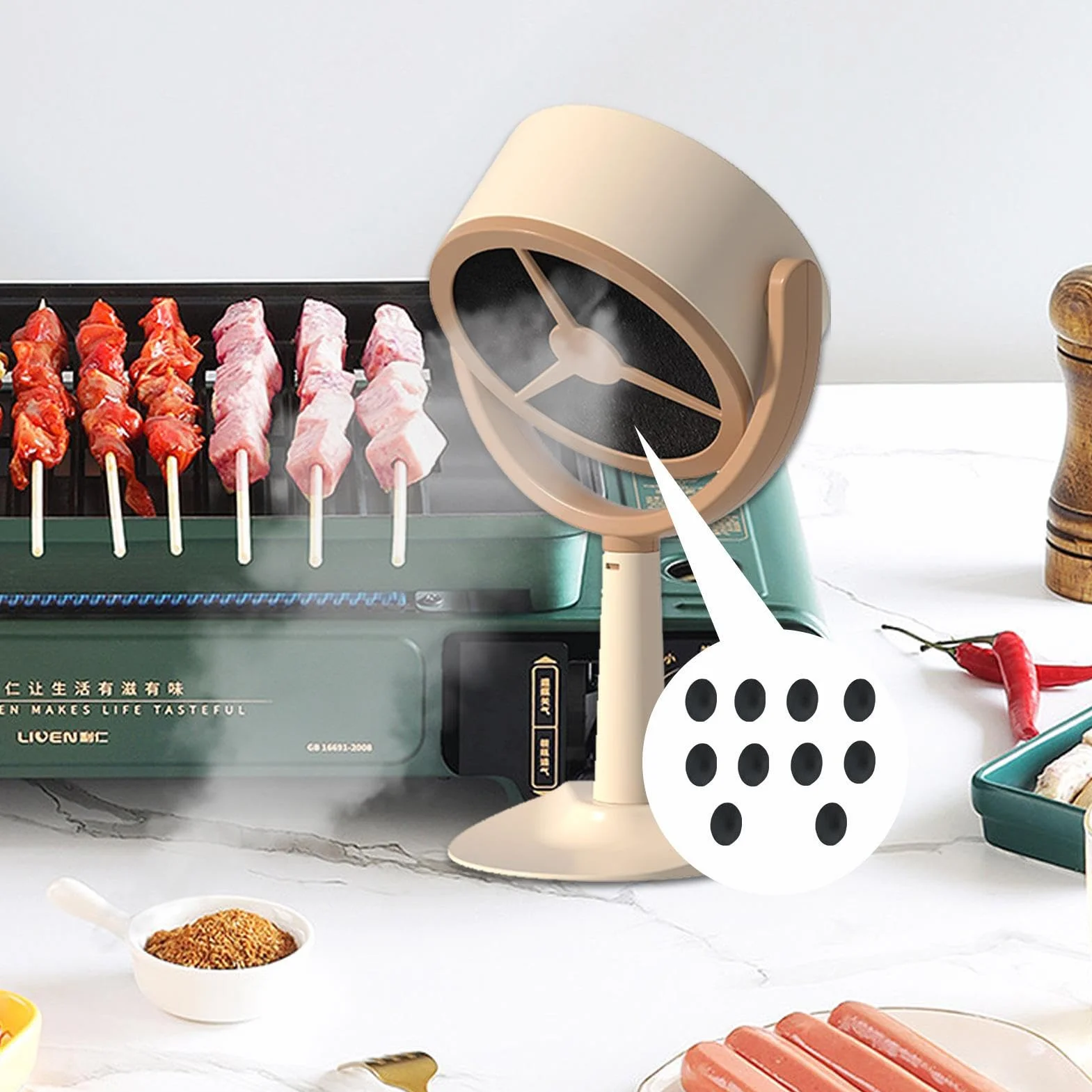 Campana de Cocina Portátil 3000 mAh Ventilador Extractora Liviana para Barbacoa Interior