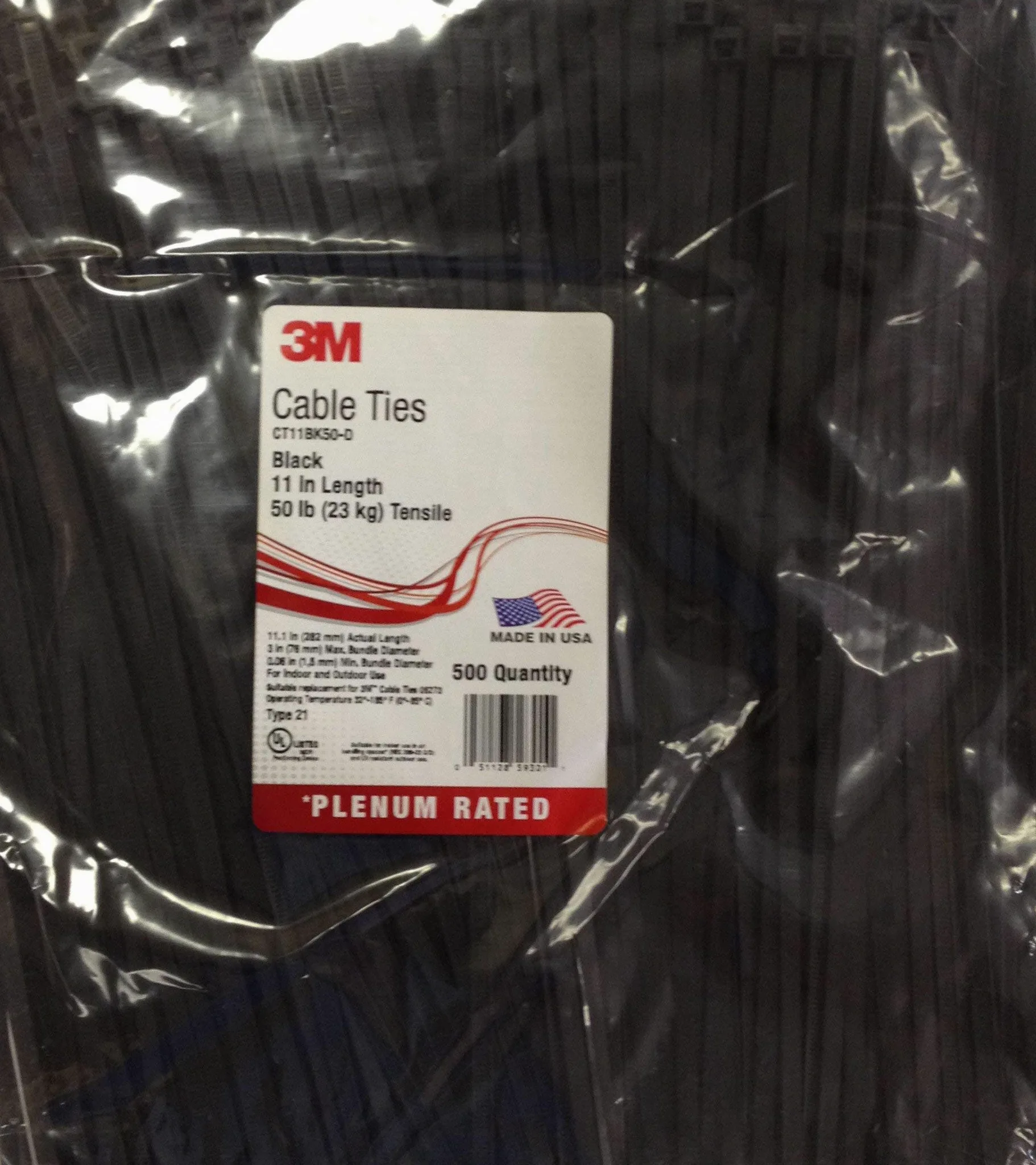 3M Brida estándar CT11BK50-D, negro/nailon, 50 libras, 0.2 x 11.1 pulgadas (paquete de 500)
