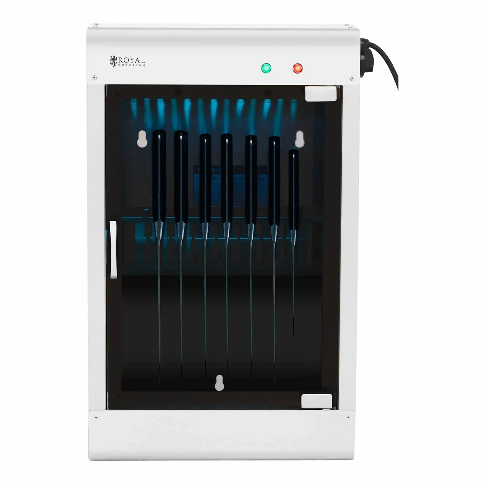 Royal Catering Esterilizador UV Para Cuchillos RC-KSSS201 (Para 14 cuchillos, Carcasa de acero inoxidable y puerta de vidrio acrílico, Temporizador 60 min)