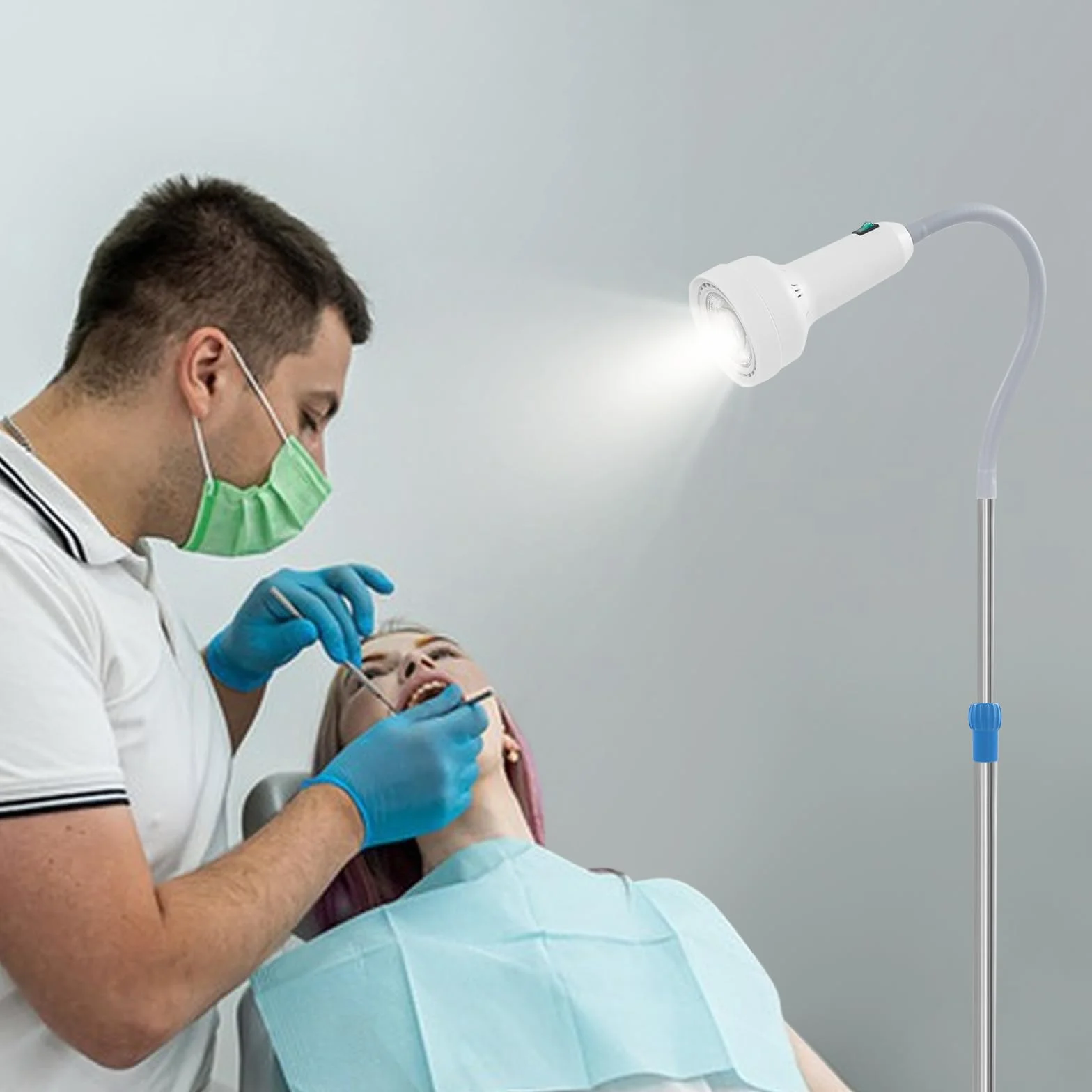 Lámpara de examen de altura ajustable, 30 W, LED, examen médico quirúrgico, lámpara giratoria de 360°, para ginecología, ambulancia, estomatología, hno