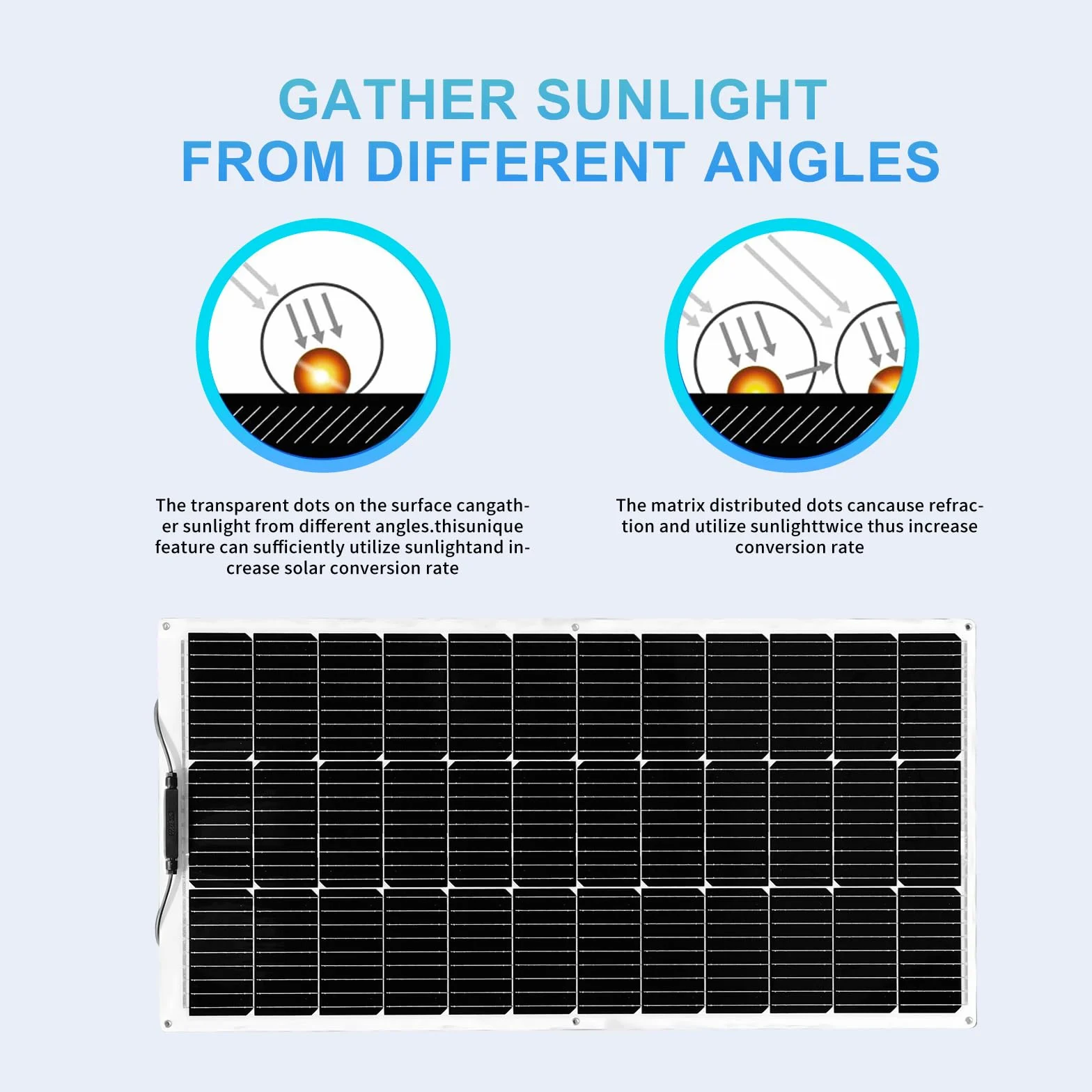 XINPUGUANG Panel solar flexible de 100 W, paneles solares semiflexibles de 12 voltios, panel solar monoflexible flexible fuera de la red, panel fotovoltaico para marina, autocaravana, cabina,