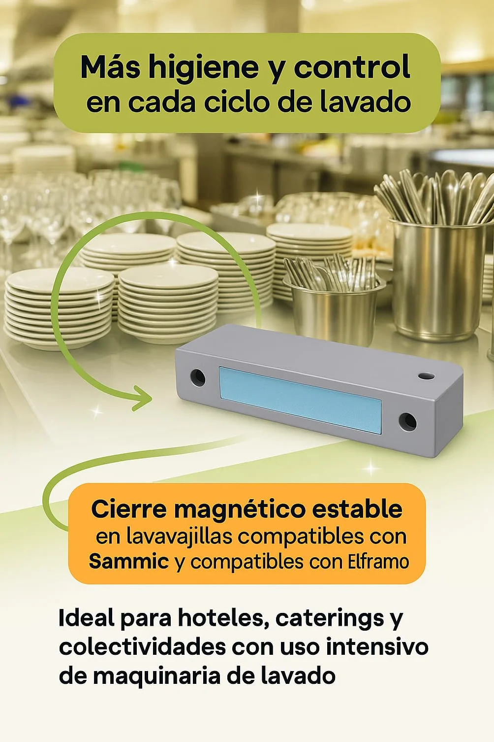 CubetasGastronorm ® Iman Puerta Lavavajillas Compatible Con Sammic SL350B SL550B SL550BP SL290B Elframo D120dgt Bloque Magnetico Cierre 62X18X6 mm Repuesto Tecnico Profesional Hosteleria Pro SL