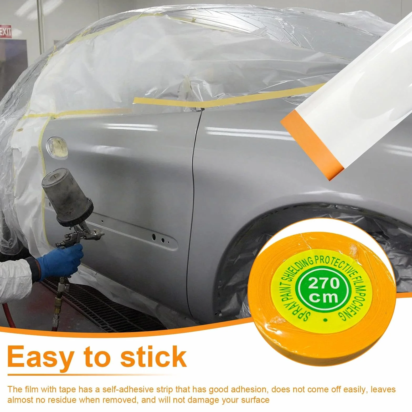 Película Protectora en Aerosol Impermeable 3 Rollos 270 cm x 20 m Transparente Plástico Cubretodo