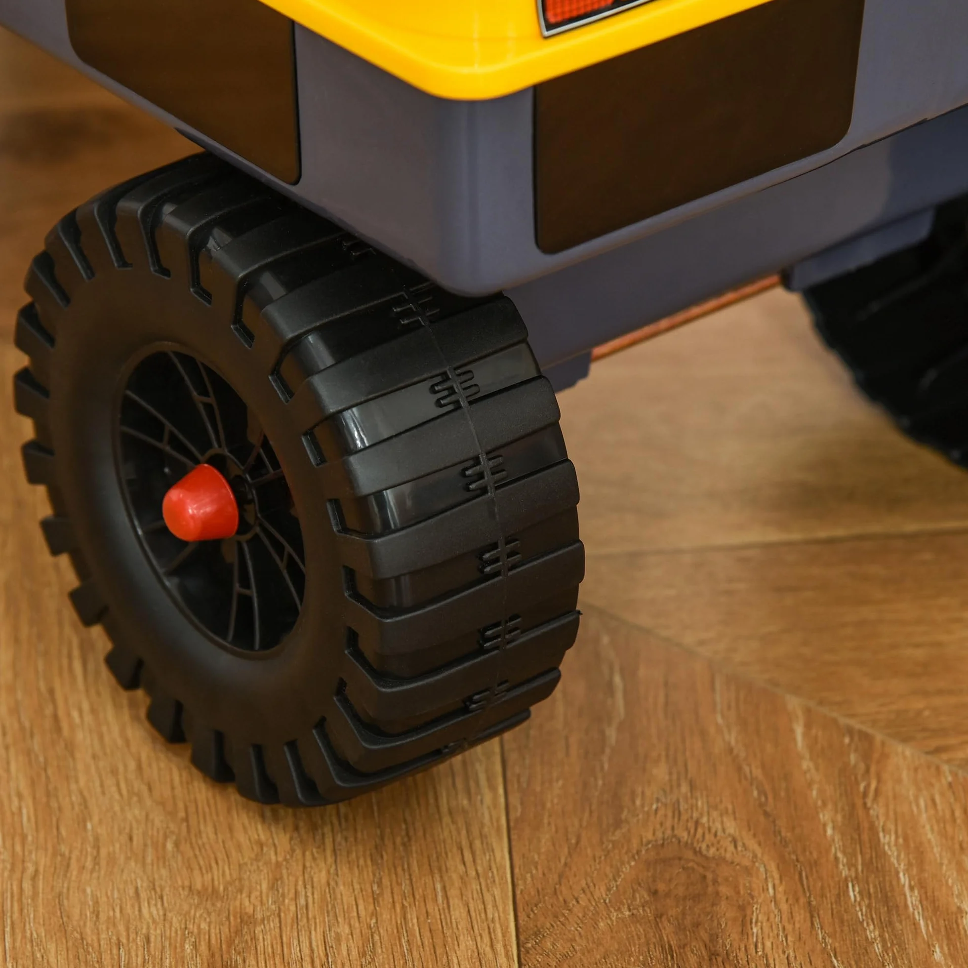 HOMCOM Tractor sin Pedales para Niños Excavadora Correpasillos con Pala Delantera Luces Música 90x28x58 cm Amarillo