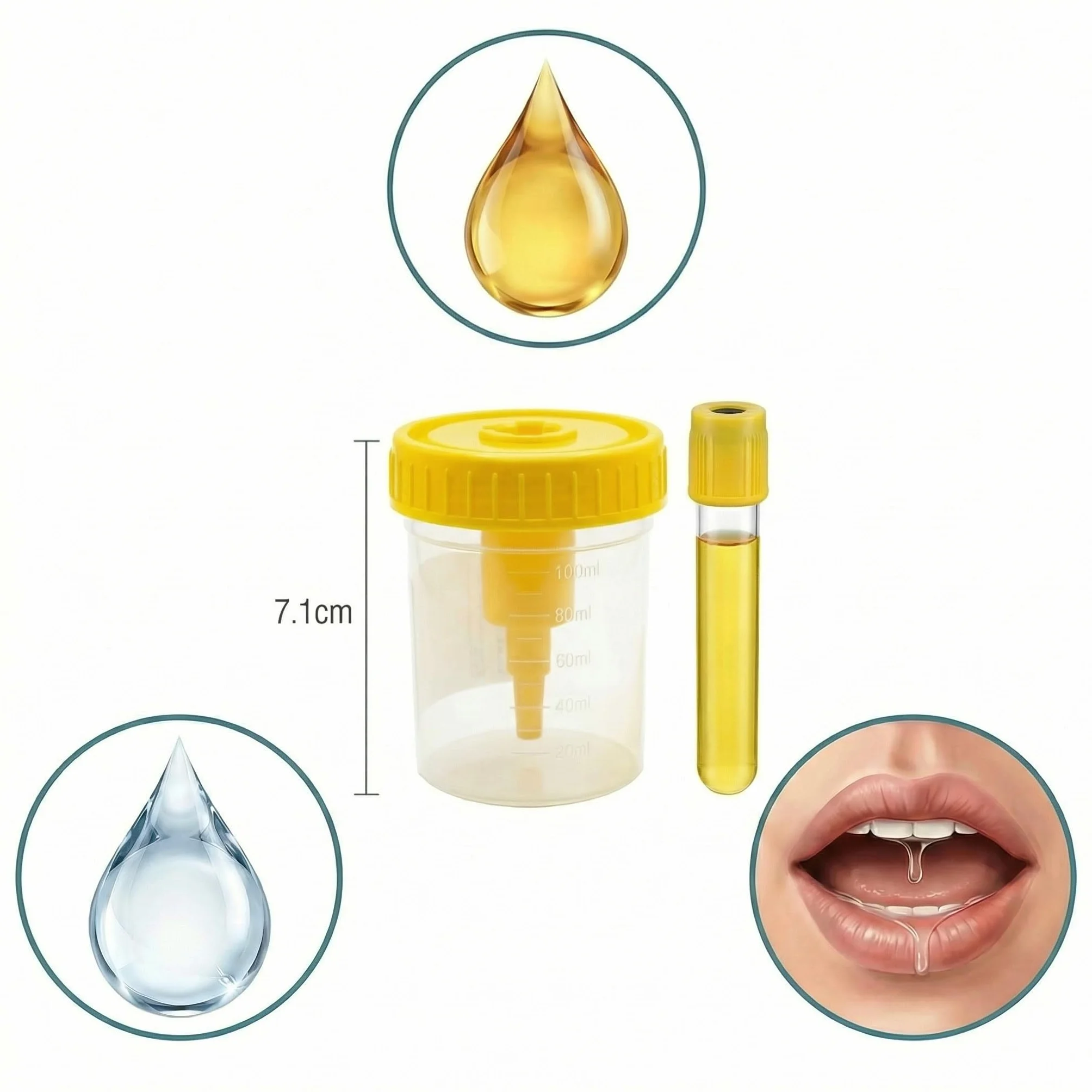 KMINA Kit de Recogida de Orina por Vacío (150 unidades), Contenedor de 100 ml con Graduación y Tubo de Vacío de 9 ml, Sistema Cerrado e Higiénico