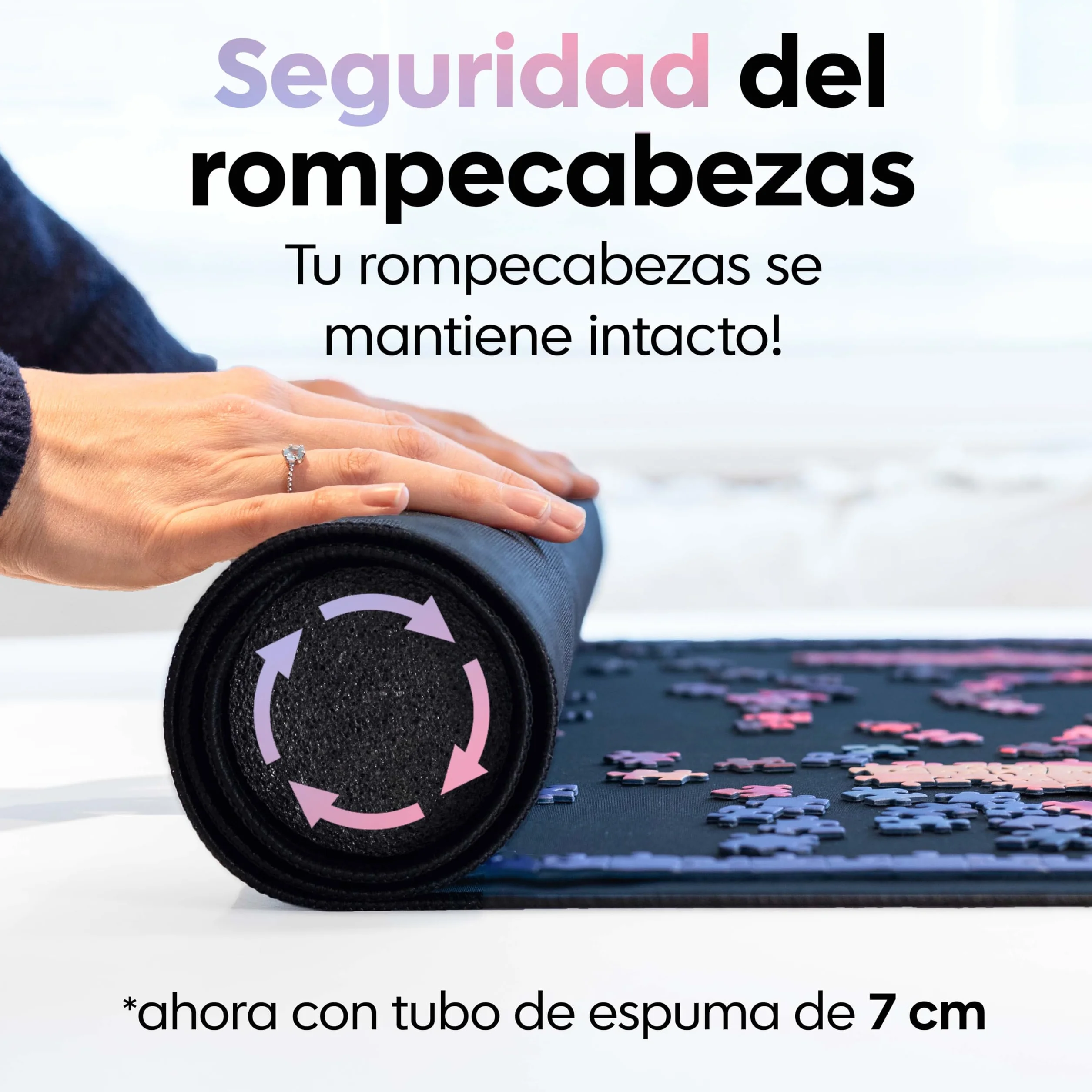 Alfombra para Puzzles 3000 Piezas 95 x 150 cm Antideslizante Rollo de Espuma con Cierre Velcro