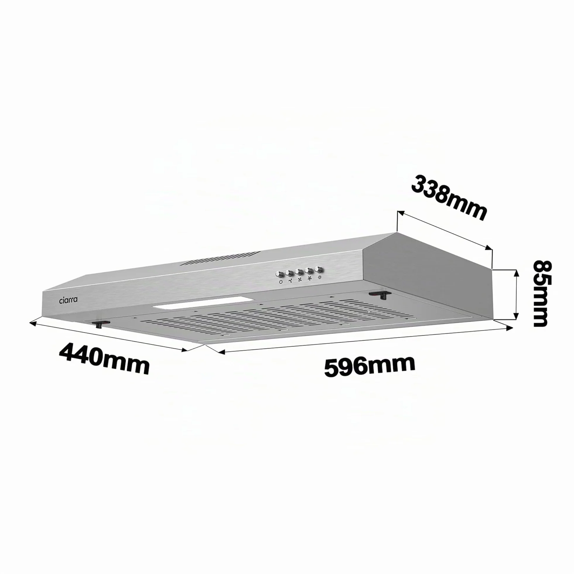 CIARRA CBCS6903 Campana Extractora 60cm 220m³/h 75W 3 Velocidades Filtro Carbón
