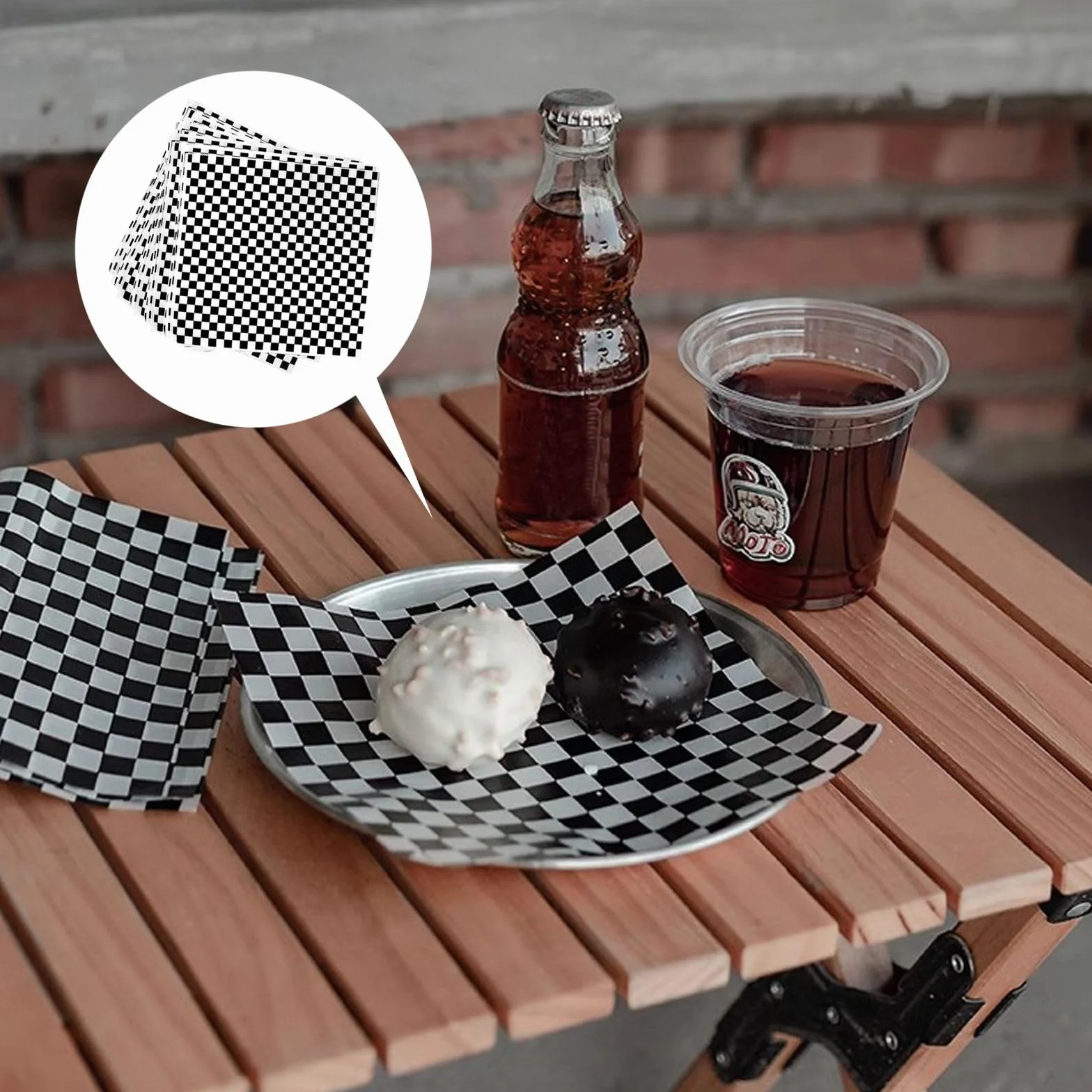 Papel Antigrasa Resistente 100 Piezas Hojas Checkered Deli Basket Liner para Envolver Hamburguesas y Snacks
