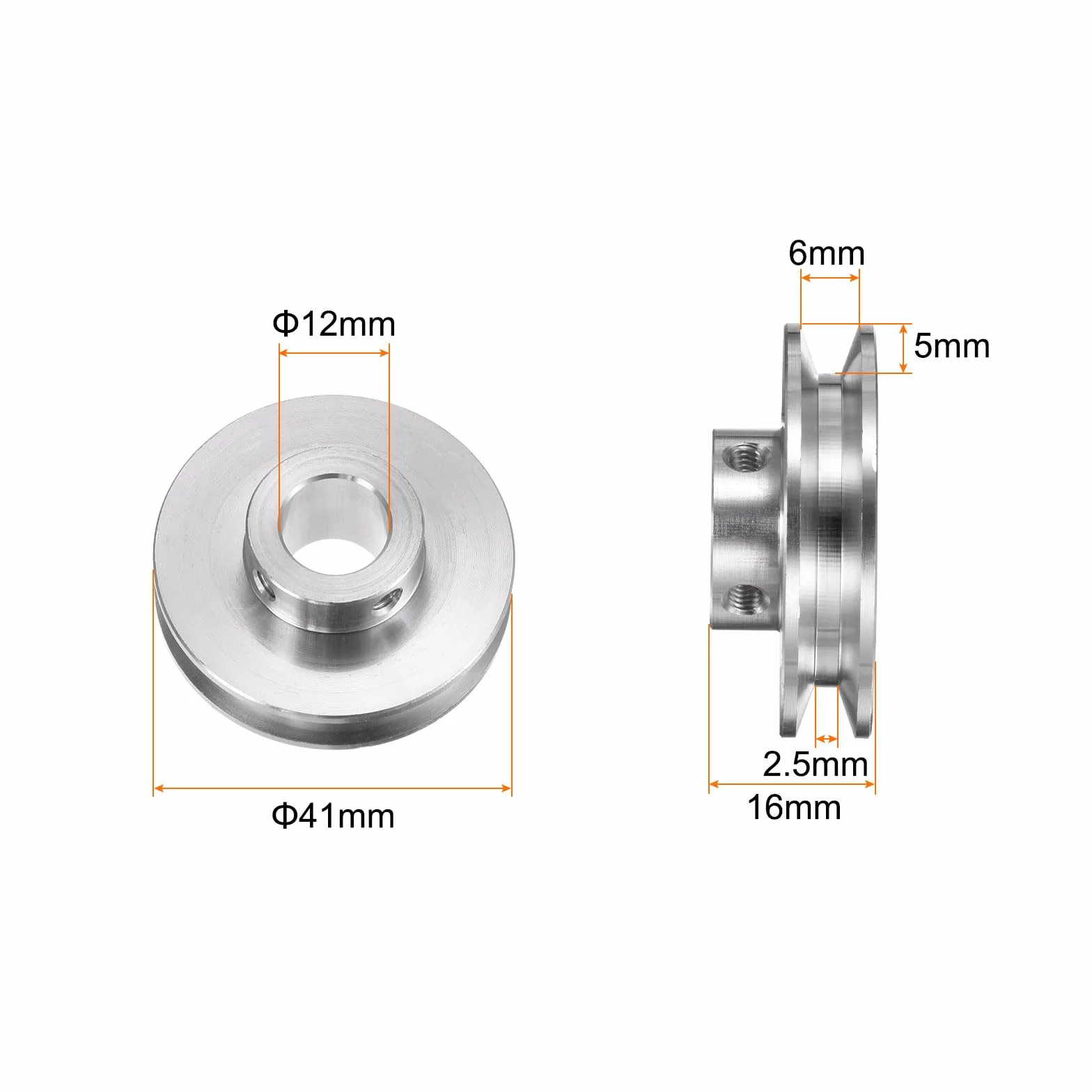 QUARKZMAN Polea Aluminio 12mm Interior 41mm Exterior Ranura Única para Correa Motor 3-5mm
