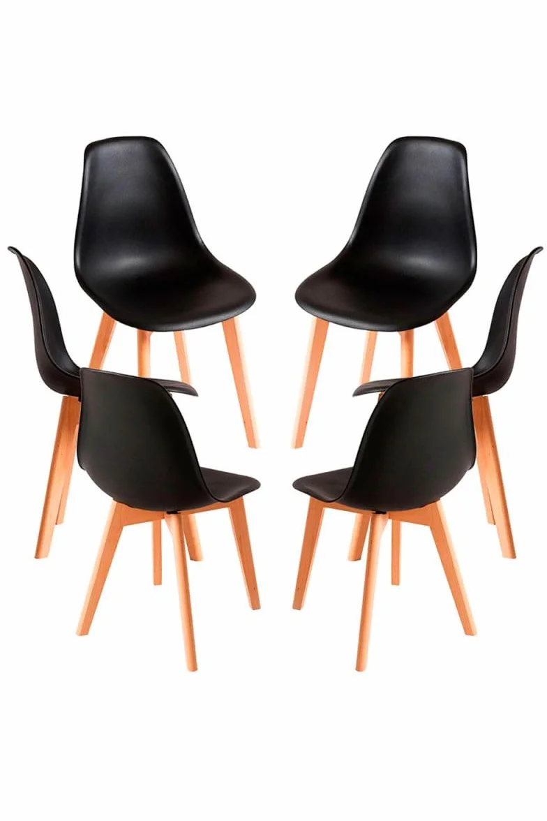 Regalos Miguel - Packs Sillas Comedor - Pack 6 Sillas Kelen - Negro
